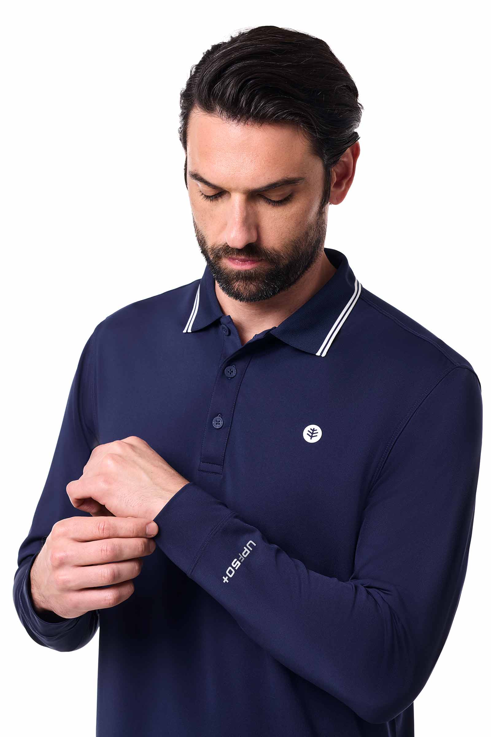 Men's Erodym Long Sleeve Sports Polo | Navy - Image 5