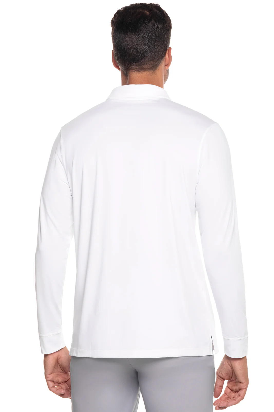 Men's Erodym Long Sleeve Sports Polo | White - Image 2