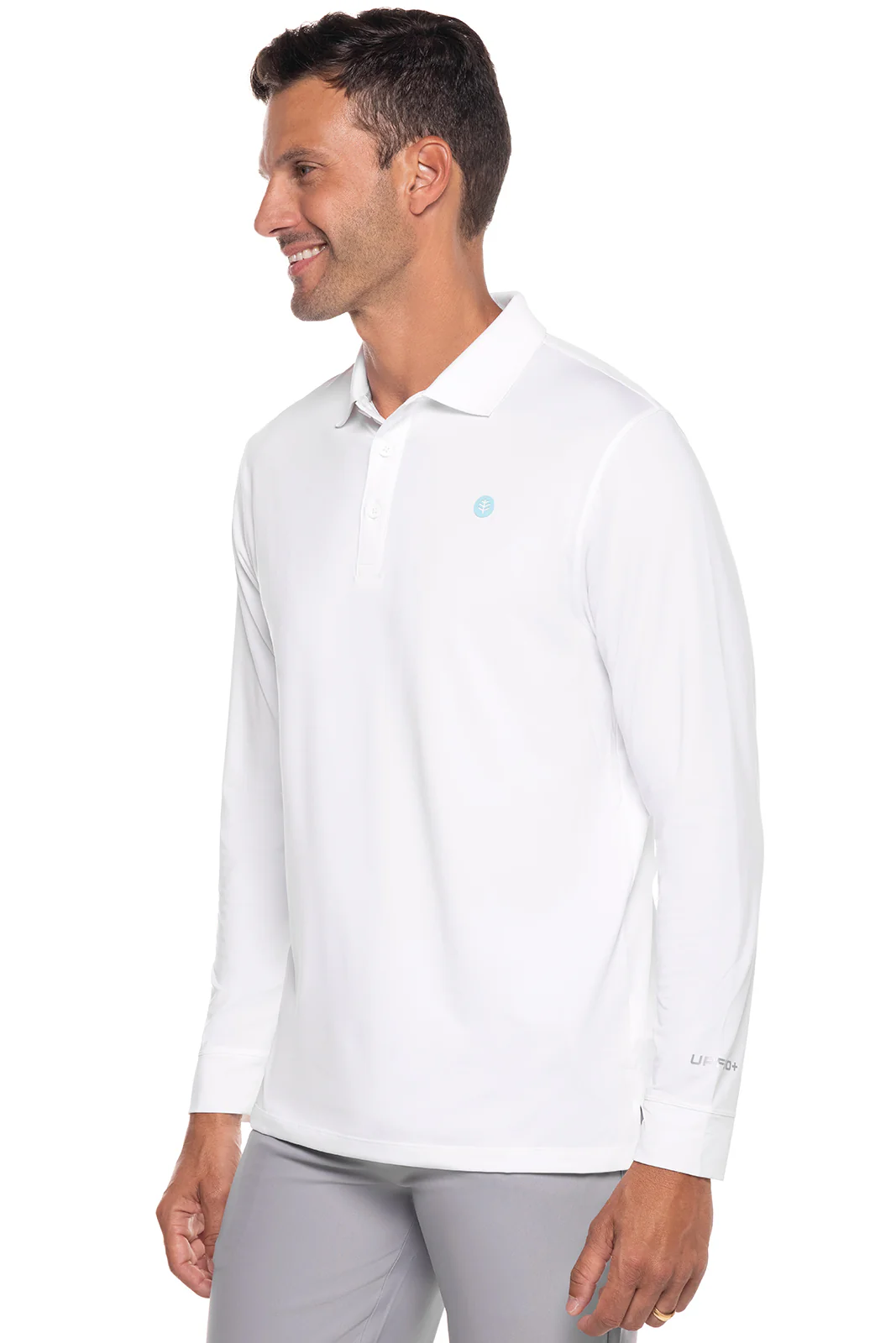 Men's Erodym Long Sleeve Sports Polo | White - Image 4