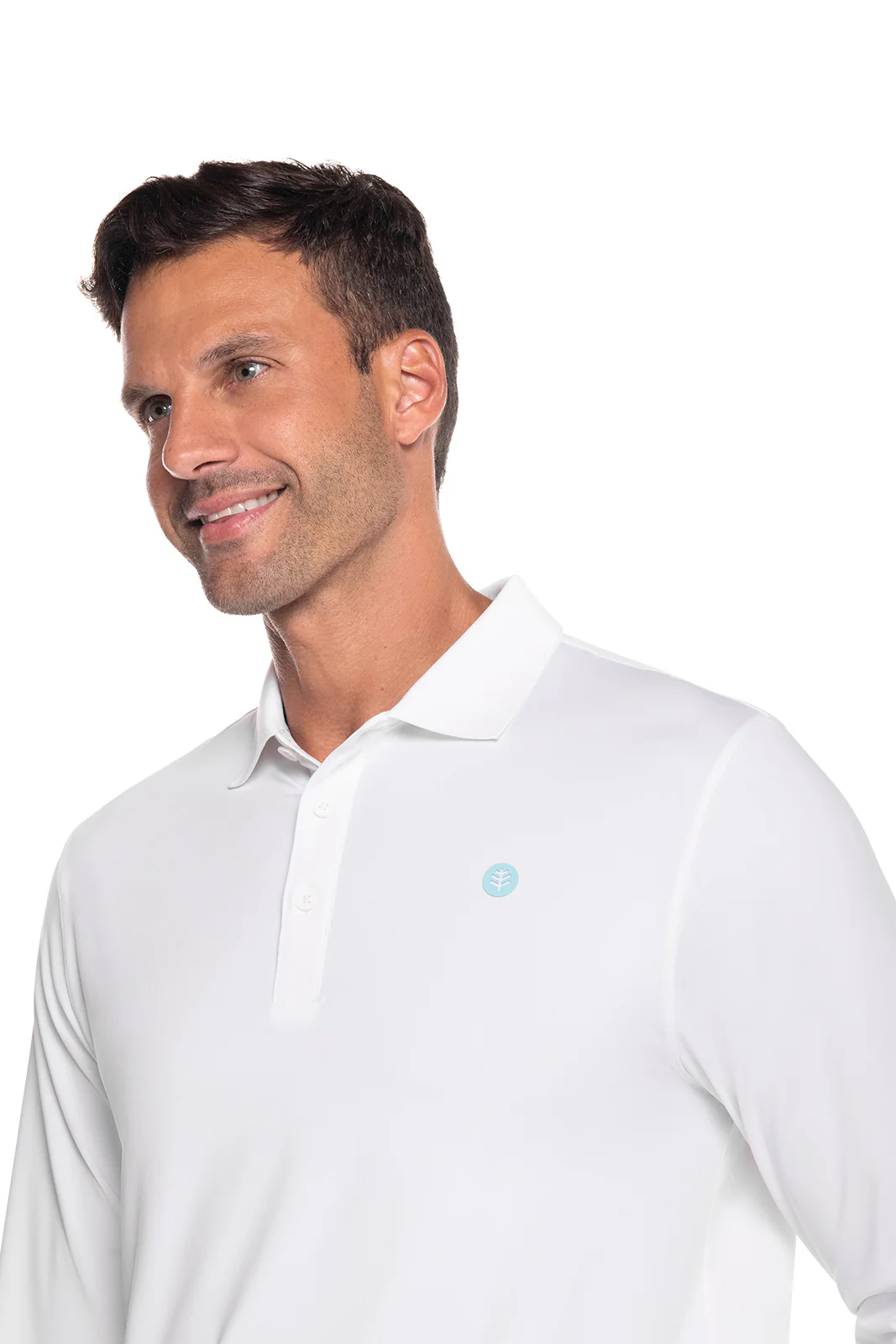 Men's Erodym Long Sleeve Sports Polo | White - Image 5