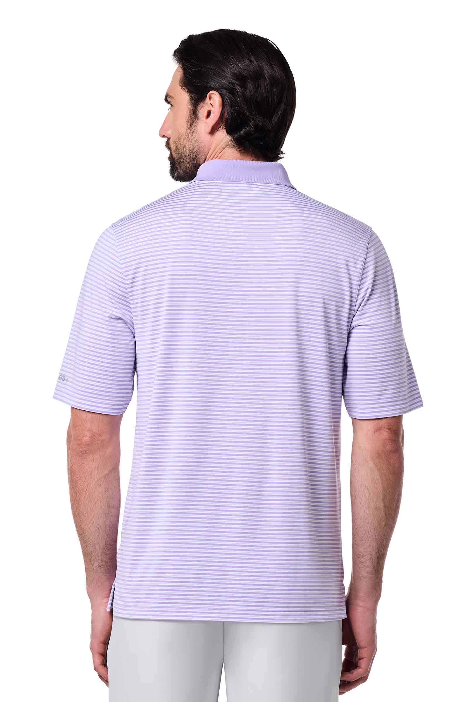 Men's Erodym Short Sleeve Sports Polo | Lavendula/White Stripe - Image 4