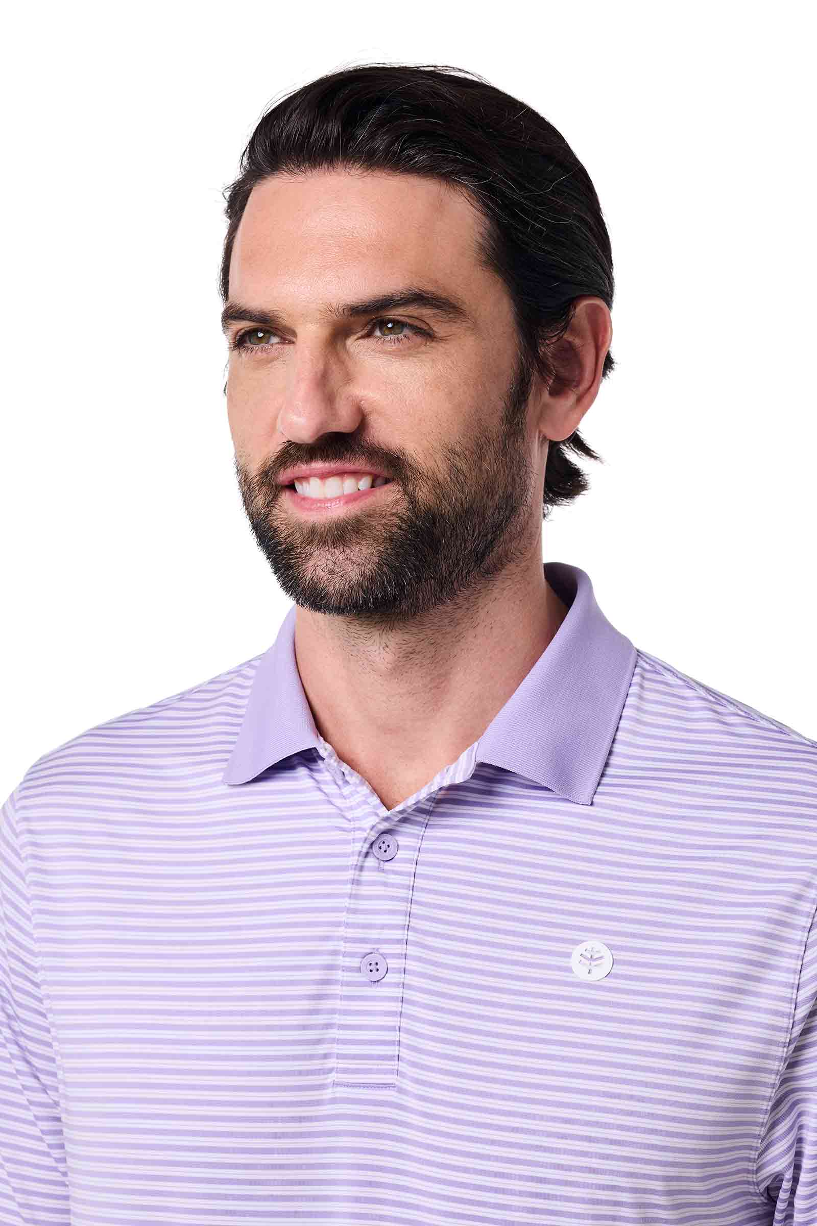 Men's Erodym Short Sleeve Sports Polo | Lavendula/White Stripe - Image 5