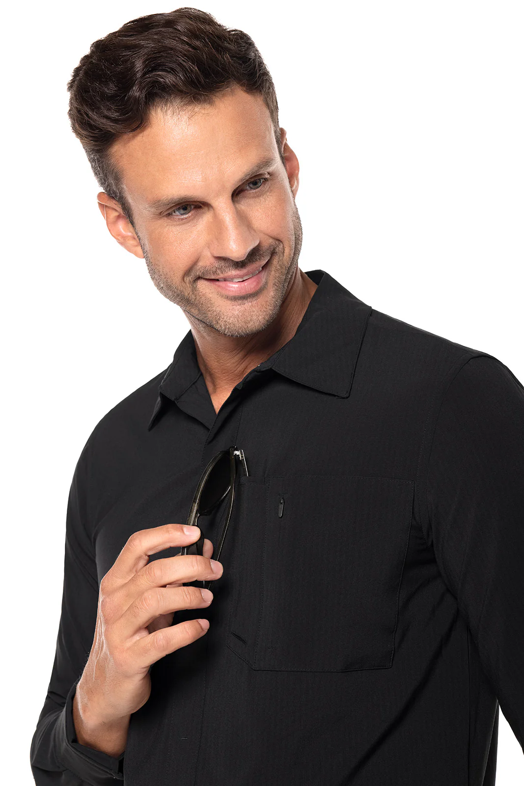 Men's Fiera Smart Long Sleeve Shirt | Black Shadow Stripe - Image 3