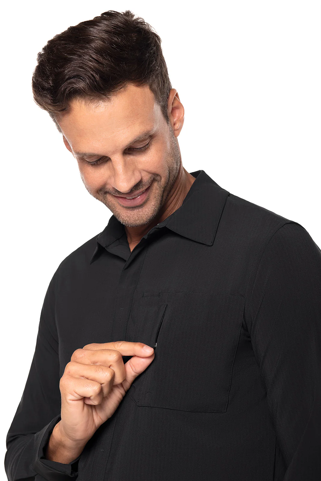 Men's Fiera Smart Long Sleeve Shirt | Black Shadow Stripe - Image 4