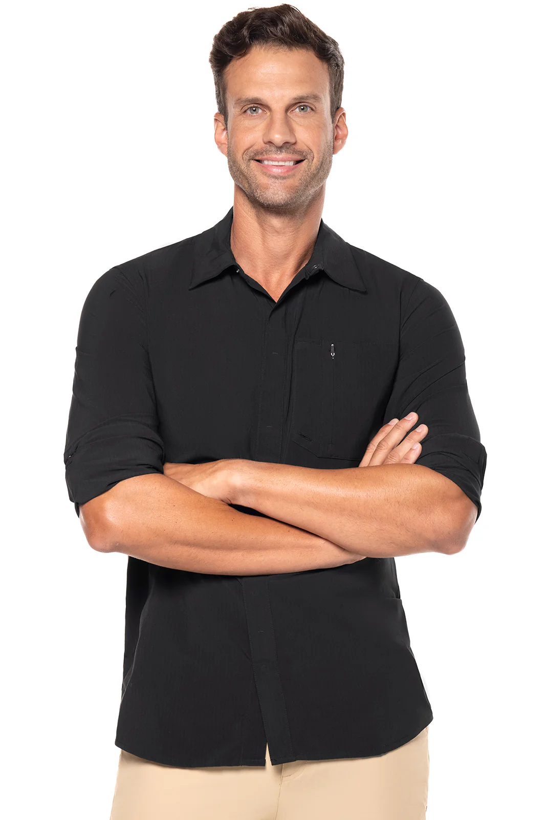 Men's Fiera Smart Long Sleeve Shirt | Black Shadow Stripe - Image 8