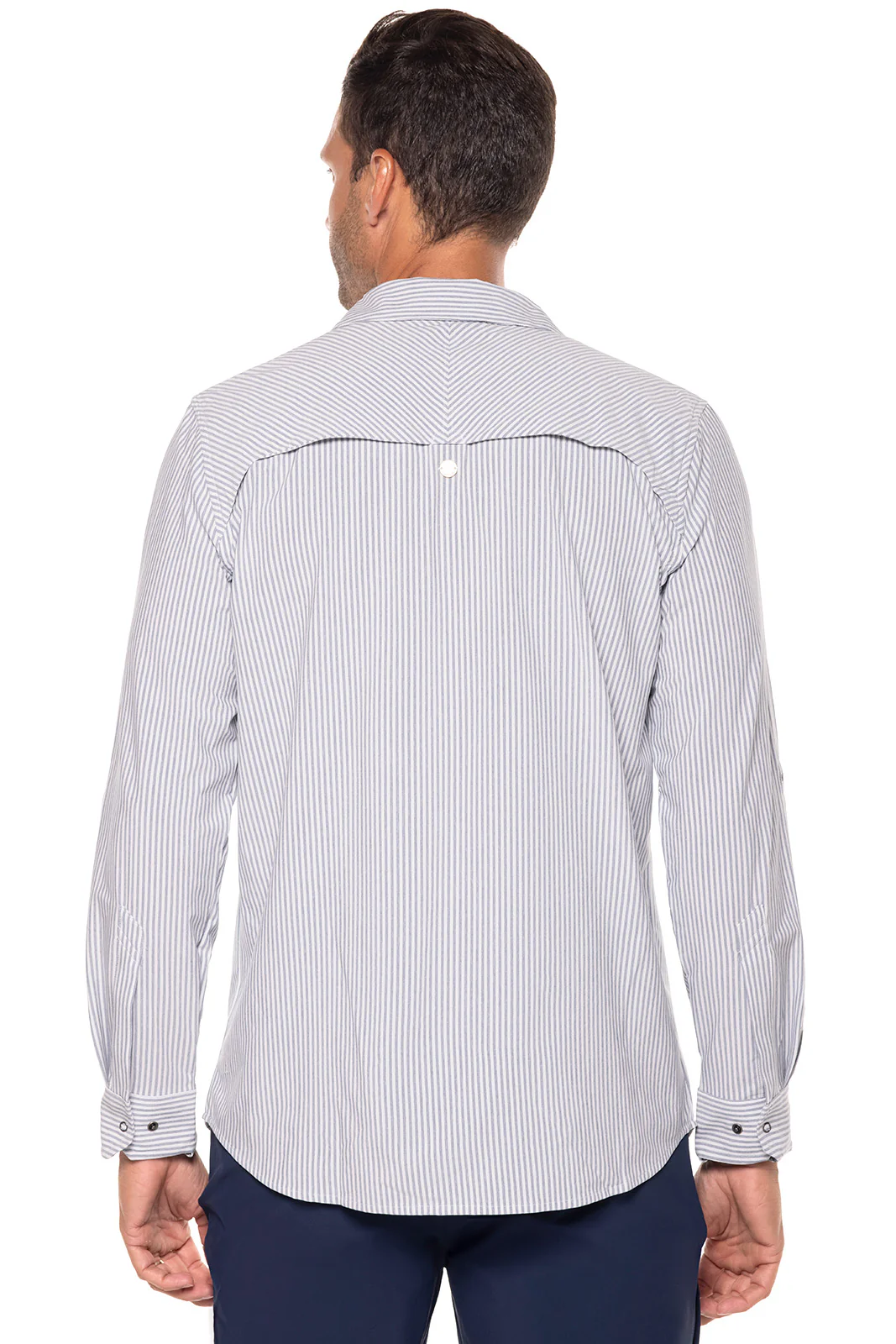 Men's Fiera Smart Long Sleeve Shirt | White/Navy Stripe - Image 2