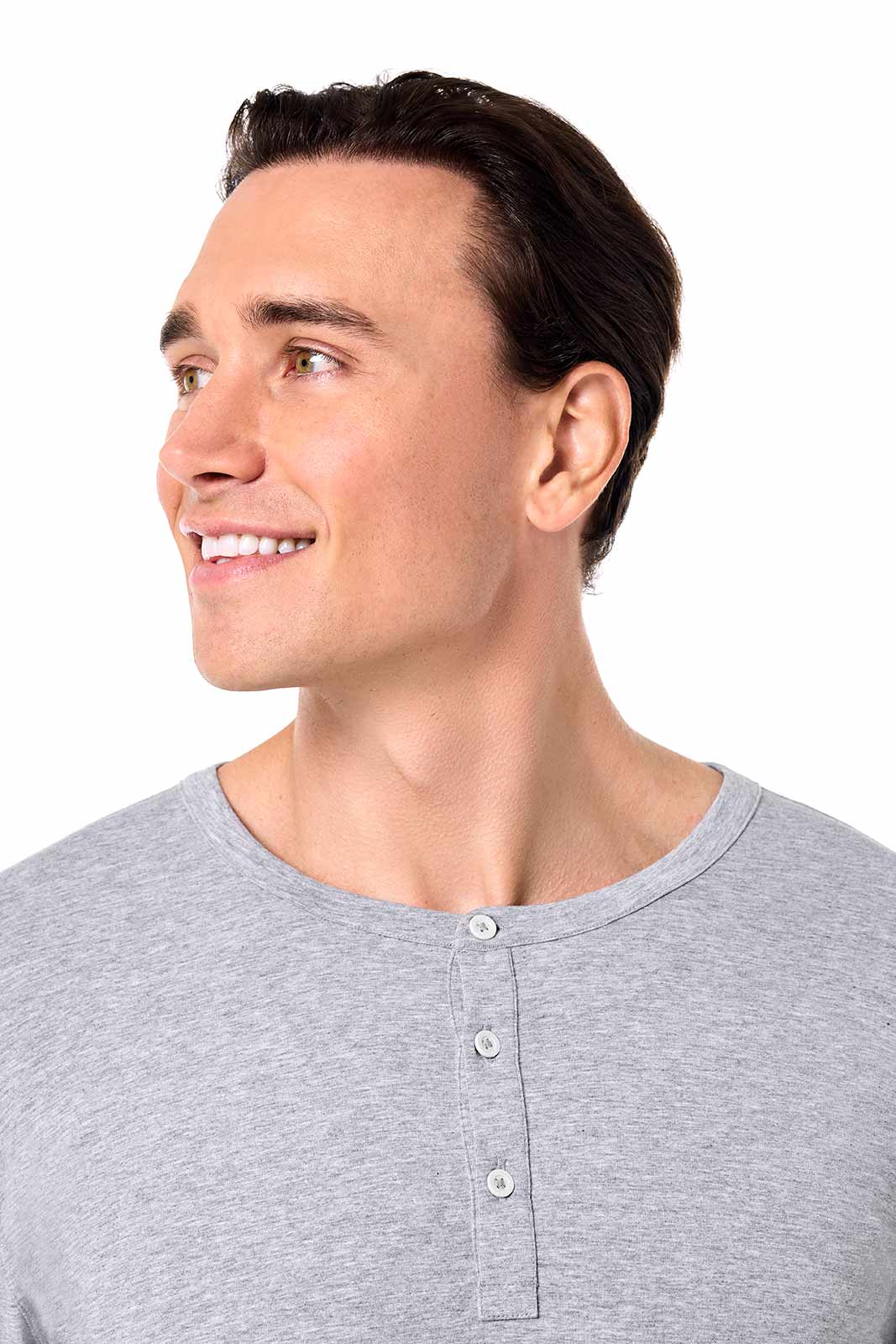 Men's Hallandale Long Sleeve Henley T-Shirt | Grey Heather - Image 6