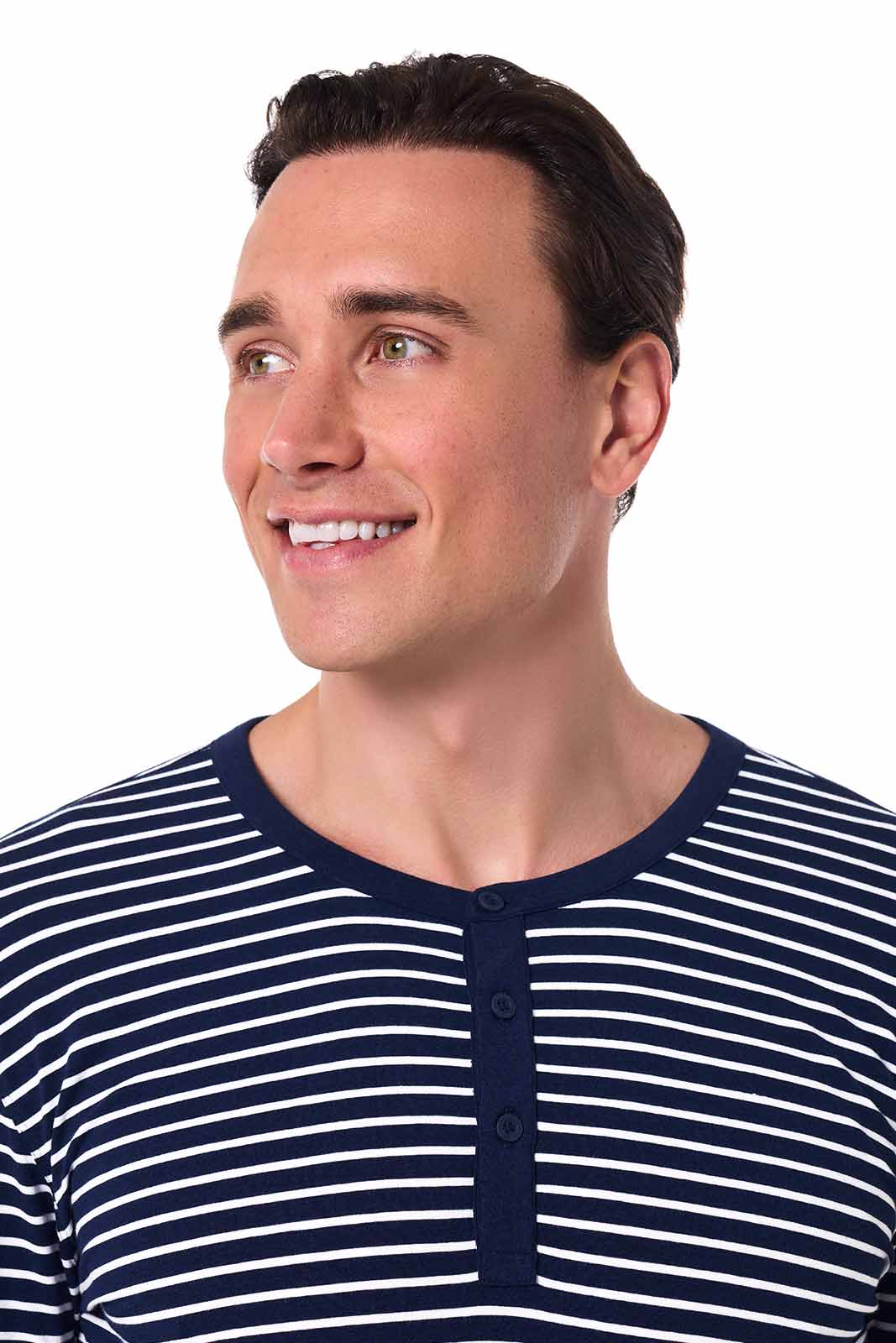Men's Hallandale Long Sleeve Henley T-Shirt | Navy/White Stripe - Image 6