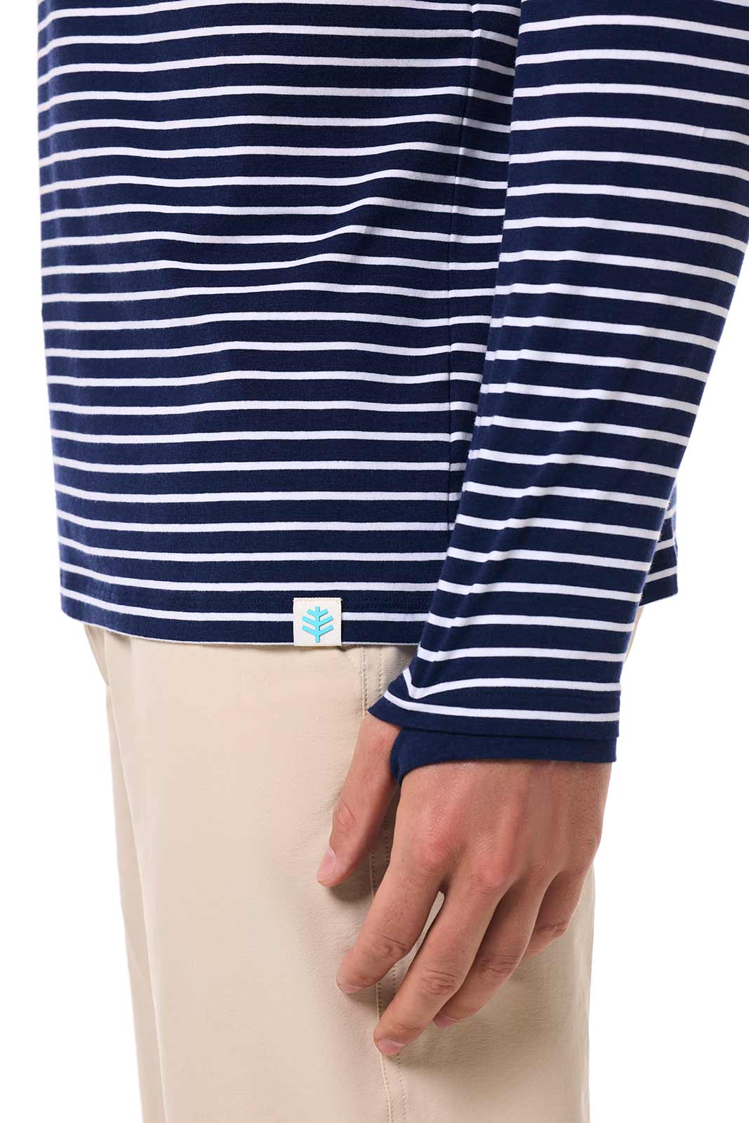 Men's Hallandale Long Sleeve Henley T-Shirt | Navy/White Stripe - Image 7