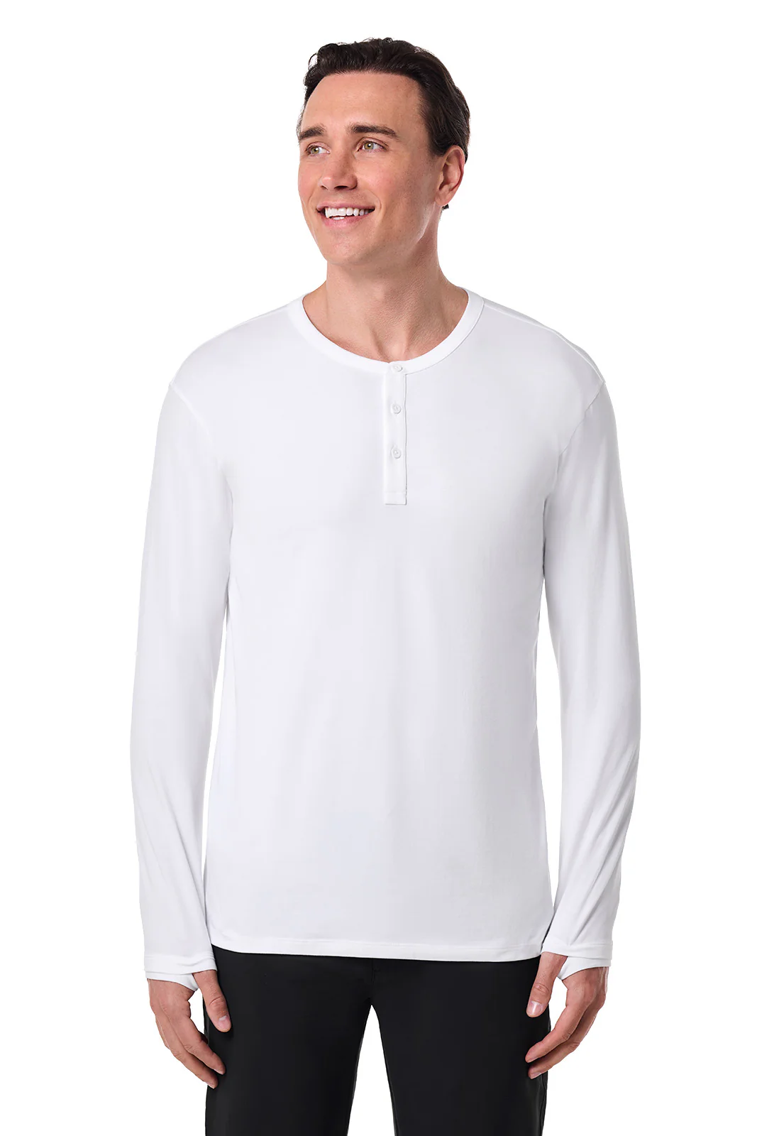 Men's Hallandale Long Sleeve Henley T-Shirt | White - Image 2