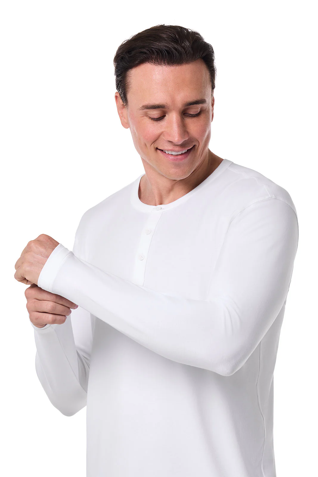 Men's Hallandale Long Sleeve Henley T-Shirt | White - Image 4
