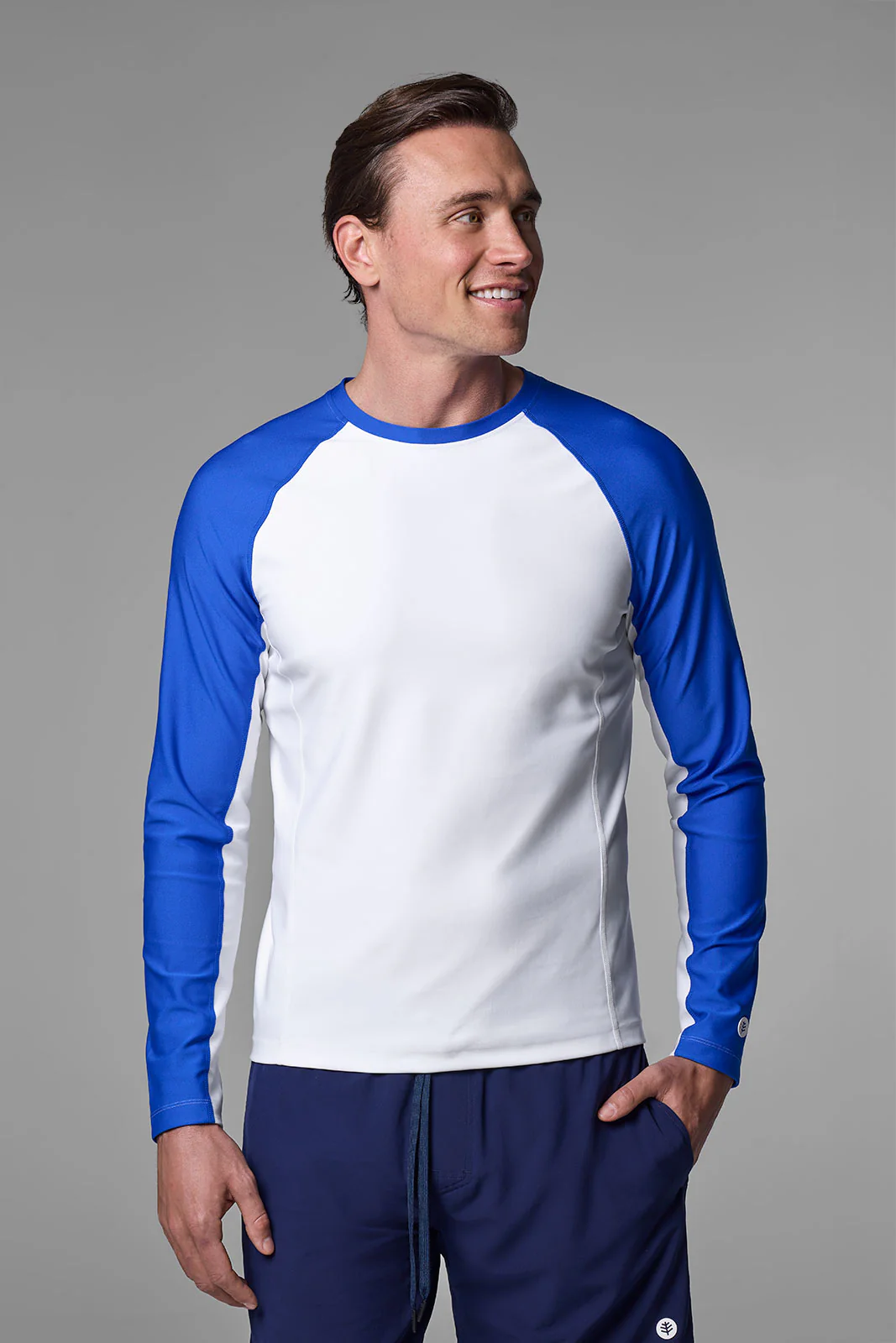 Men's Hightide Long Sleeve Swim Shirt | Colorblock Baja Blue