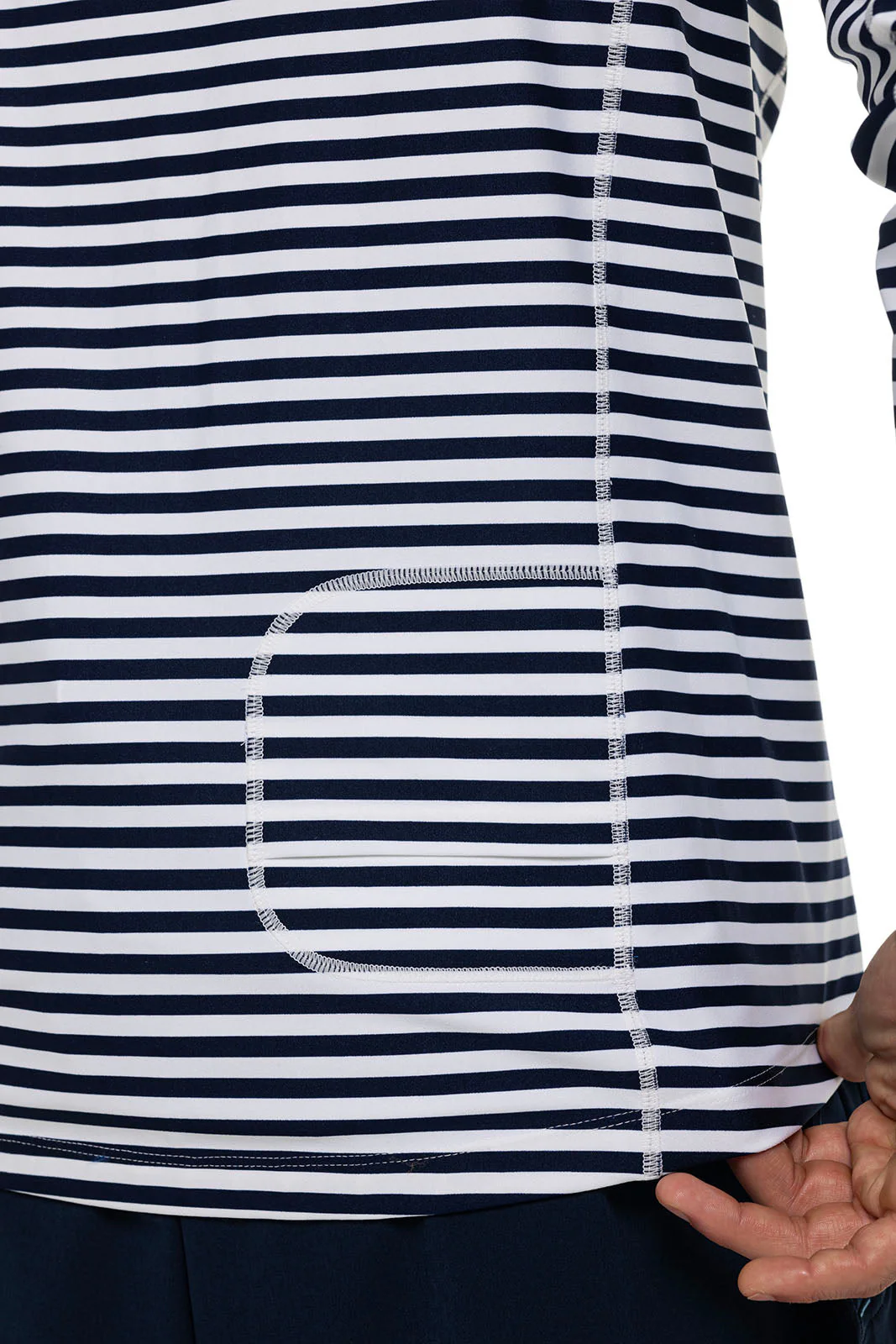 Men's Hightide Long Sleeve Swim Shirt | White/Navy Stripe - Image 6