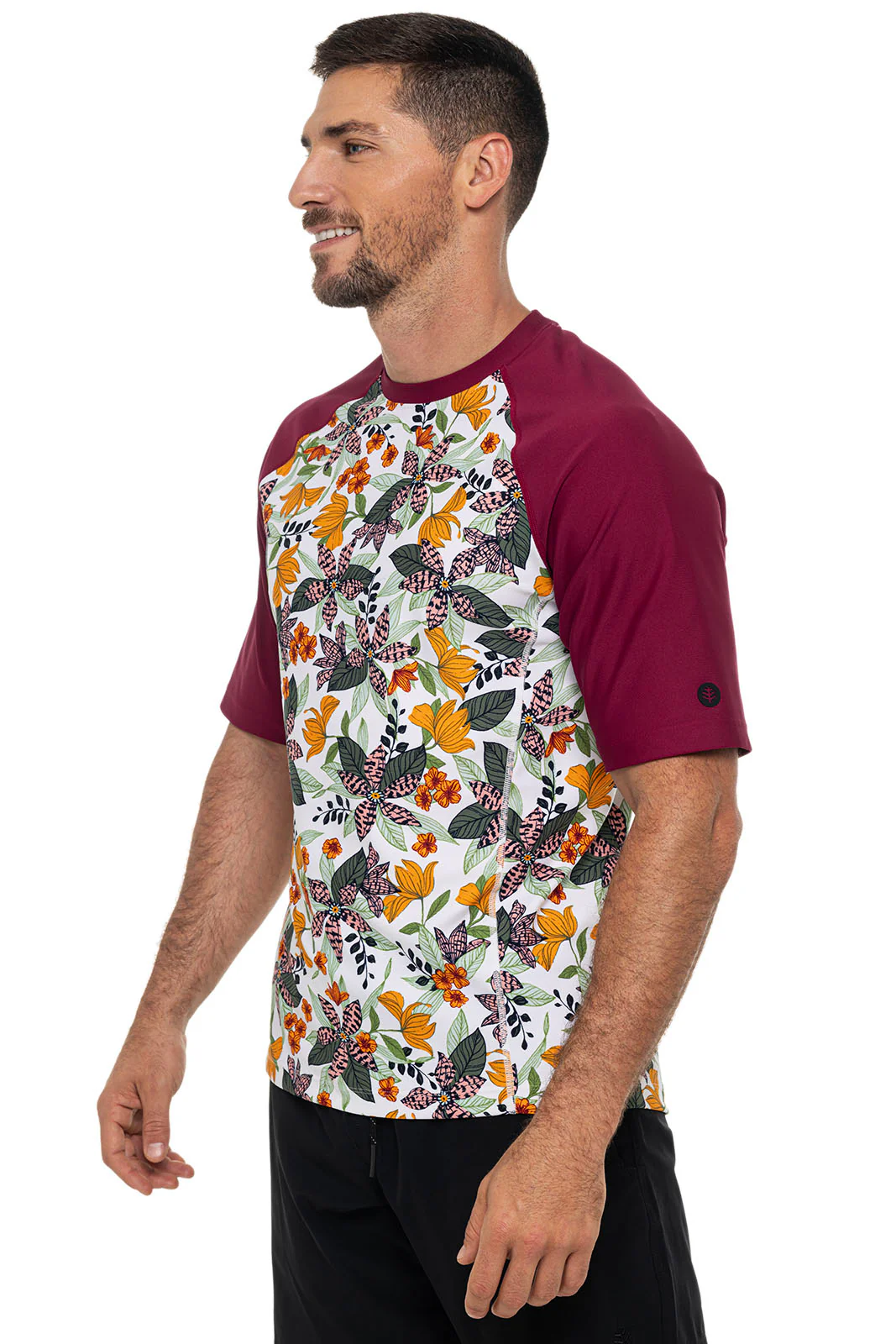 Men's Hightide Short Sleeve Swim Shirt | Apricot Crush Floral Paradise - Image 3