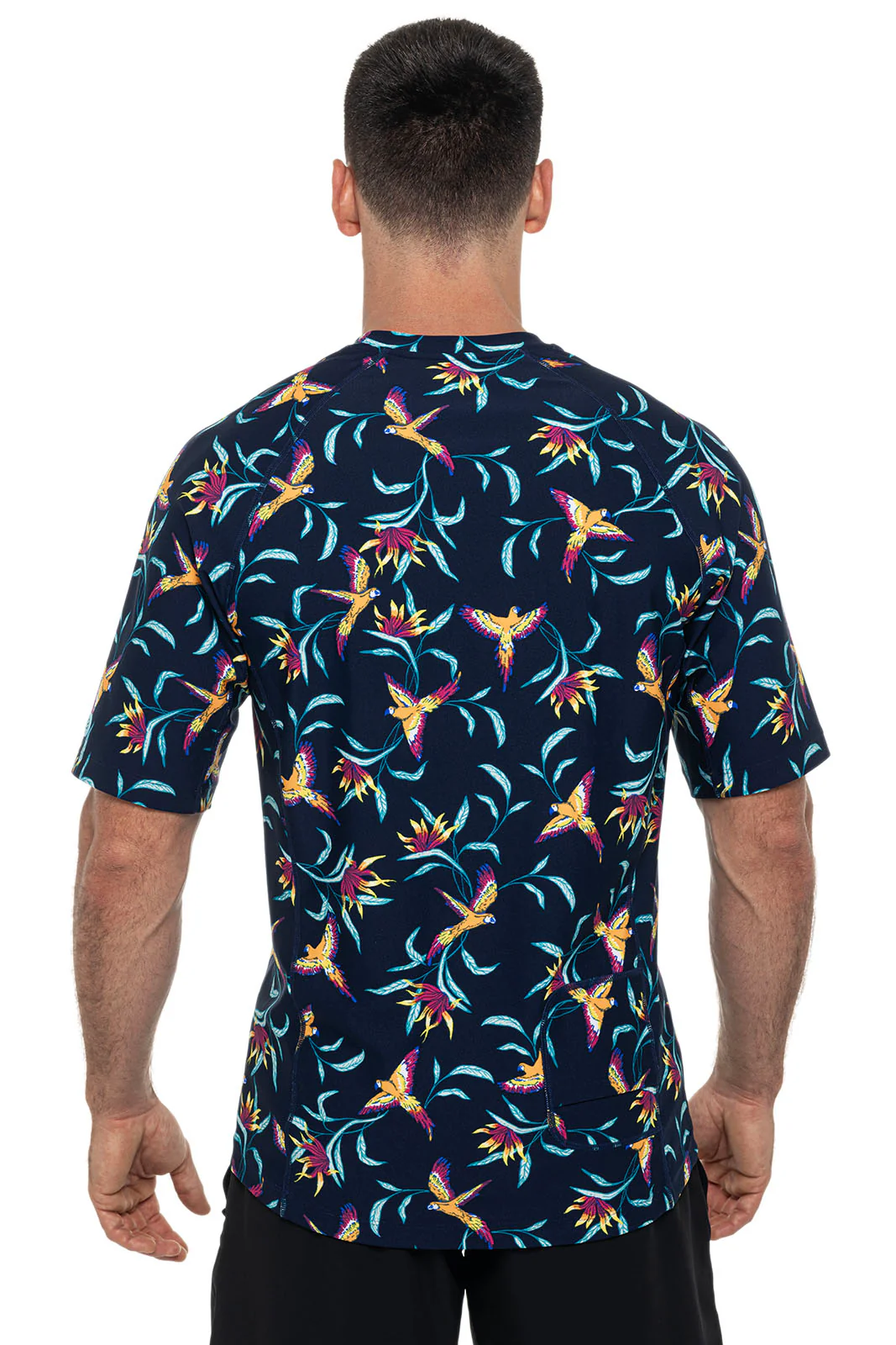 Men's Hightide Short Sleeve Swim Shirt | Navy Birds of Paradise - Image 2