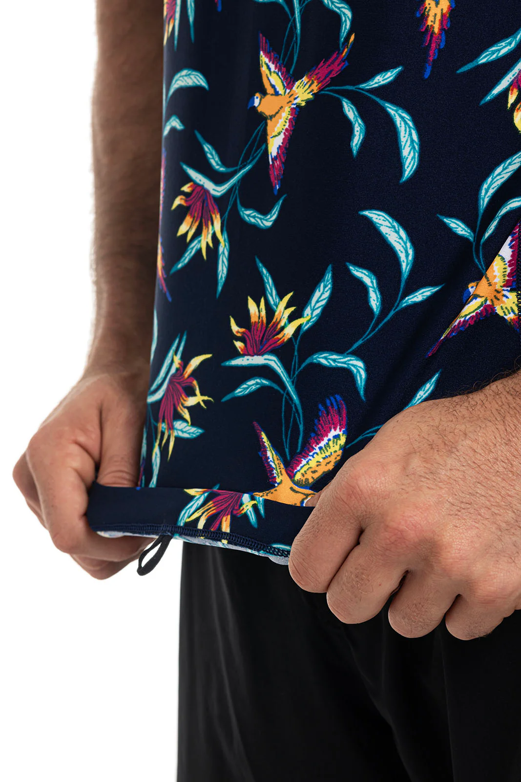 Men's Hightide Short Sleeve Swim Shirt | Navy Birds of Paradise - Image 4