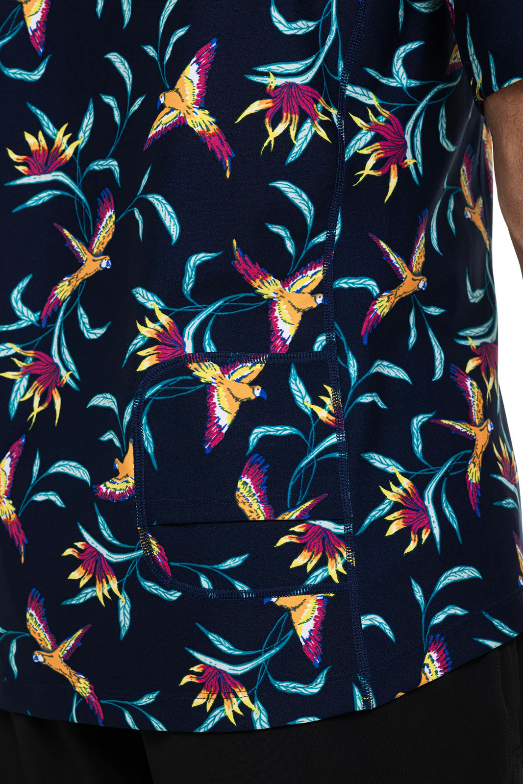 Men's Hightide Short Sleeve Swim Shirt | Navy Birds of Paradise - Image 5