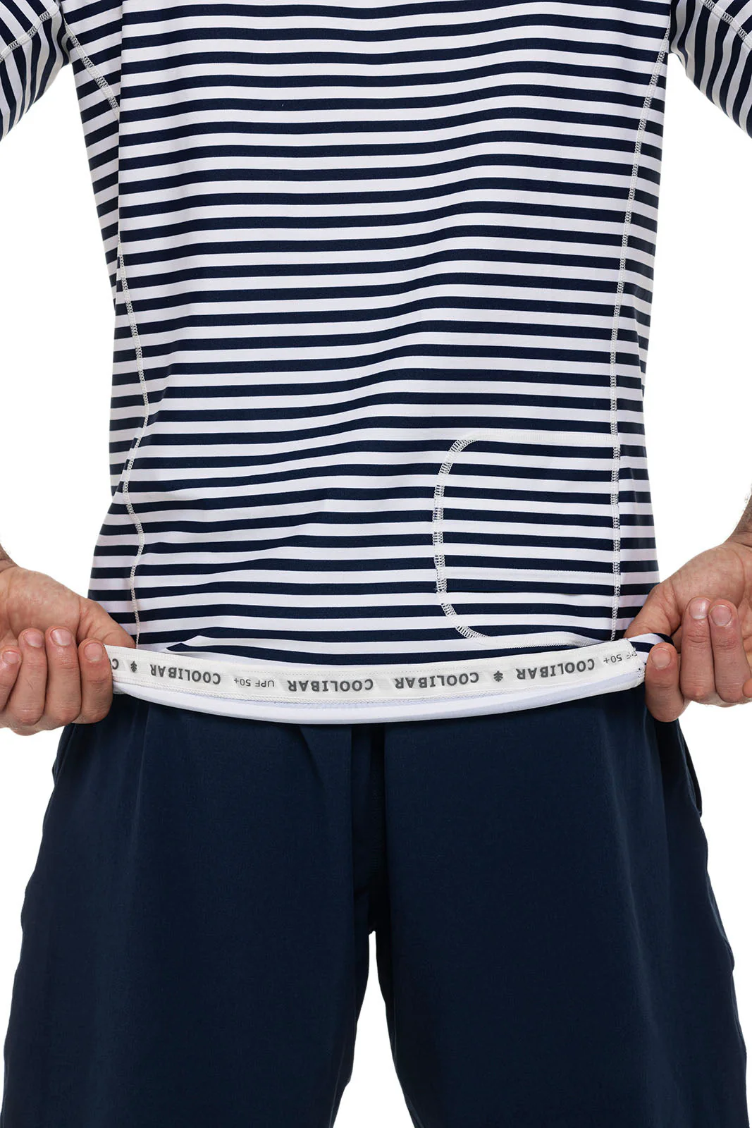 Men's Hightide Short Sleeve Swim Shirt | White/Navy Stripe - Image 4