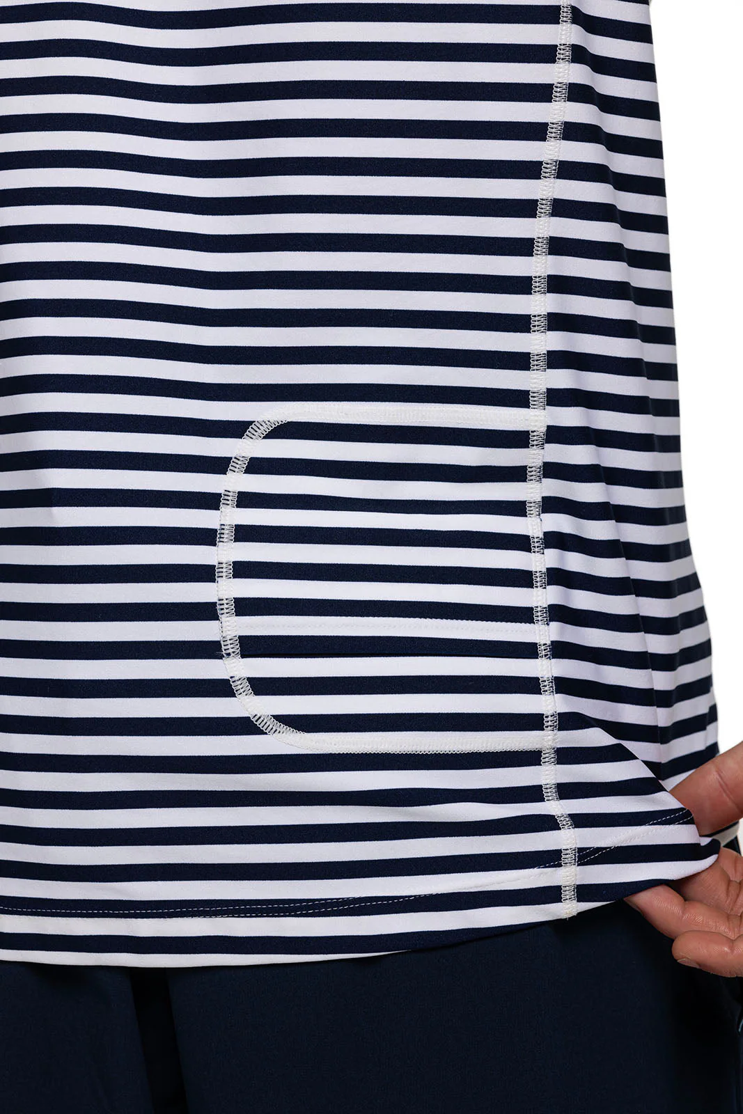 Men's Hightide Short Sleeve Swim Shirt | White/Navy Stripe - Image 5