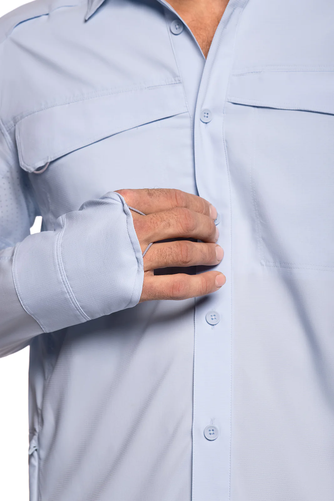 Men's Nassau Long Sleeve Fishing Shirt | Light Blue - Image 7