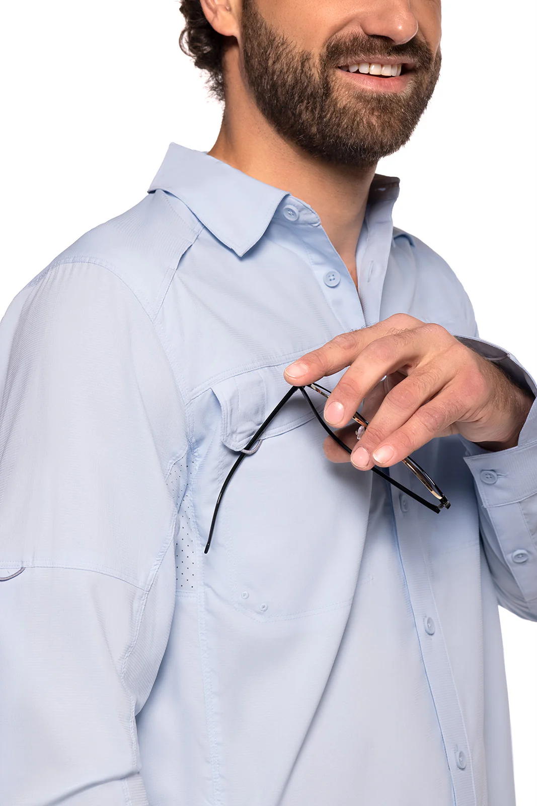 Men's Nassau Long Sleeve Fishing Shirt | Light Blue - Image 8