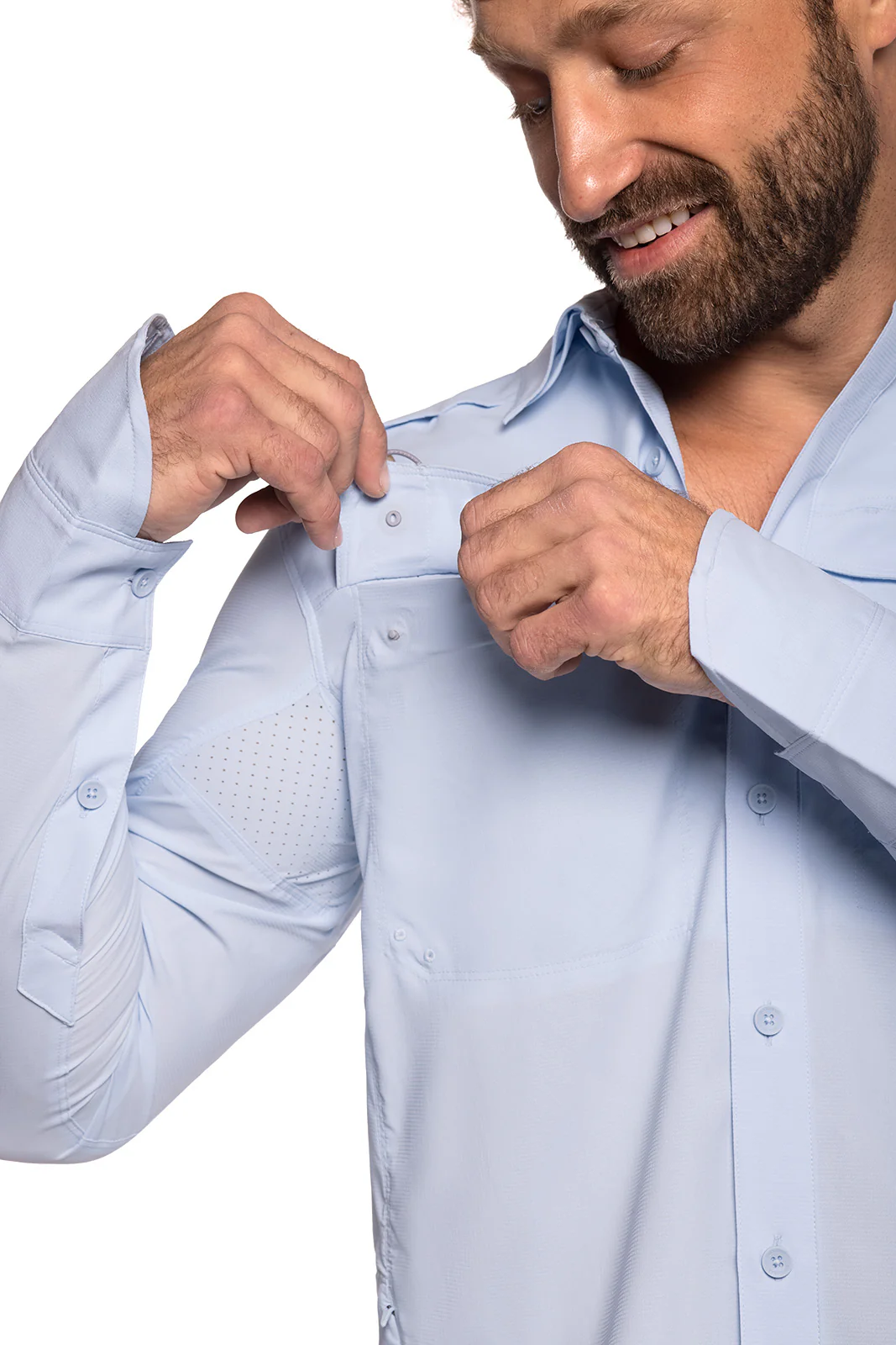 Men's Nassau Long Sleeve Fishing Shirt | Light Blue - Image 9
