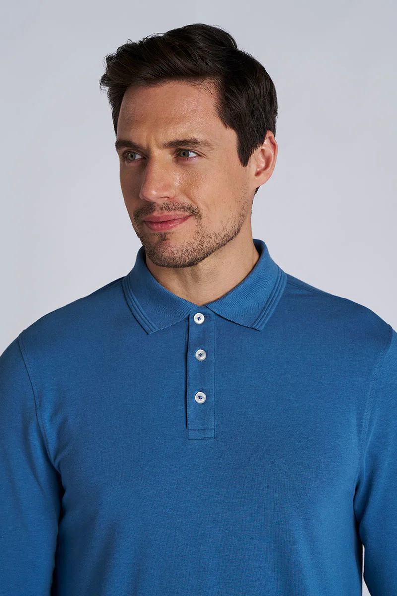 Men's Coppitt Long Sleeve Weekend Polo | Blue Dusk - Image 3