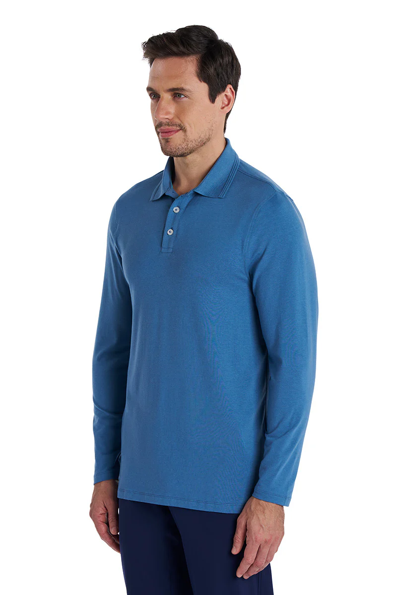 Men's Coppitt Long Sleeve Weekend Polo | Blue Dusk - Image 4