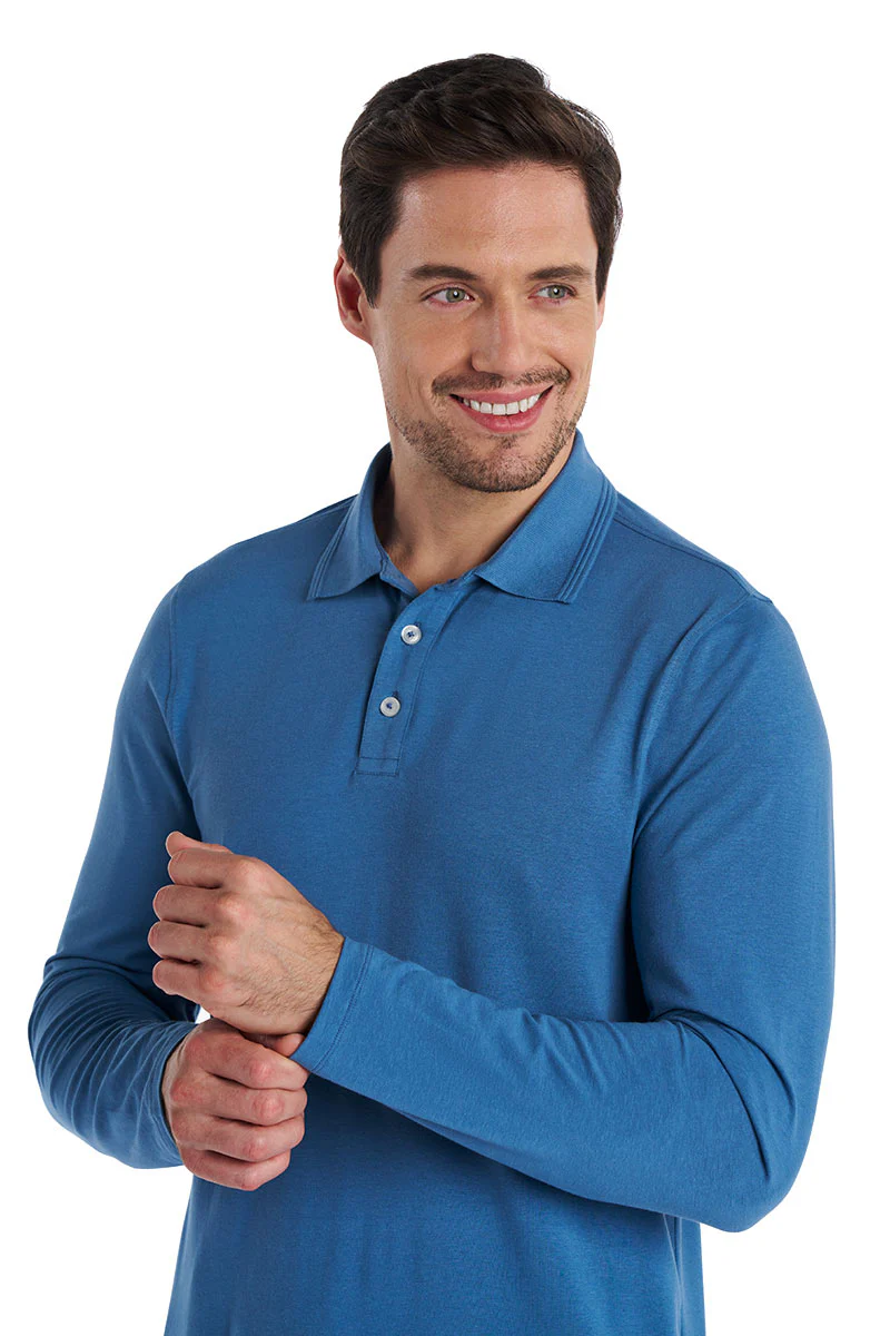 Men's Coppitt Long Sleeve Weekend Polo | Blue Dusk - Image 6