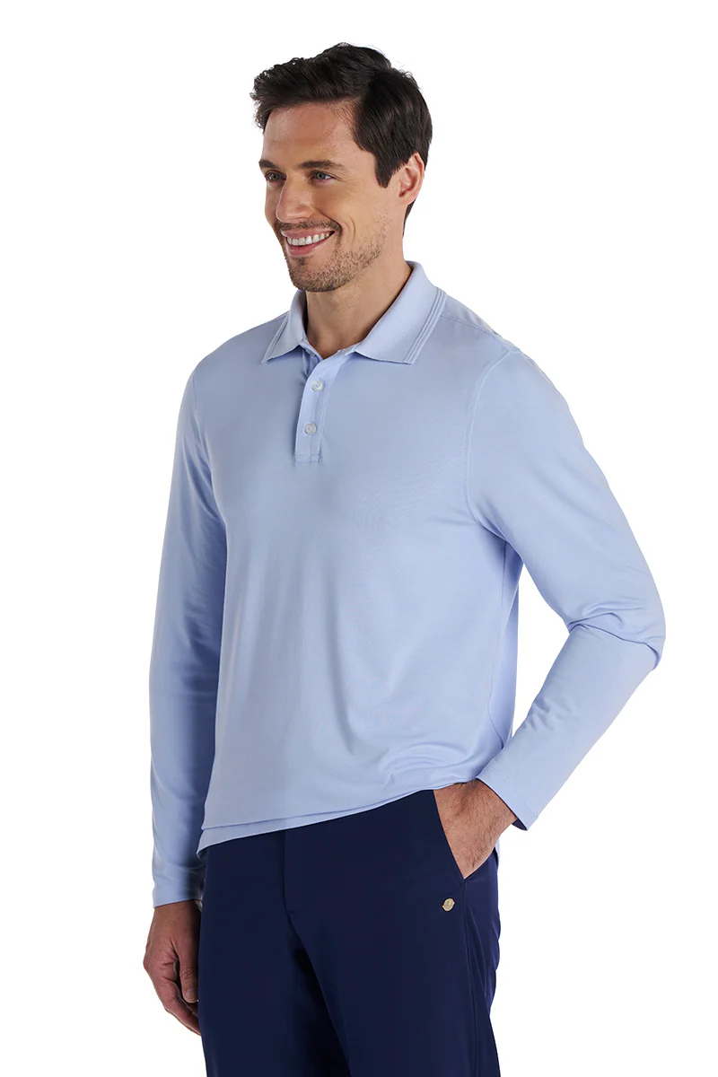 Men's Coppitt Long Sleeve Weekend Polo | Periwinkle - Image 4