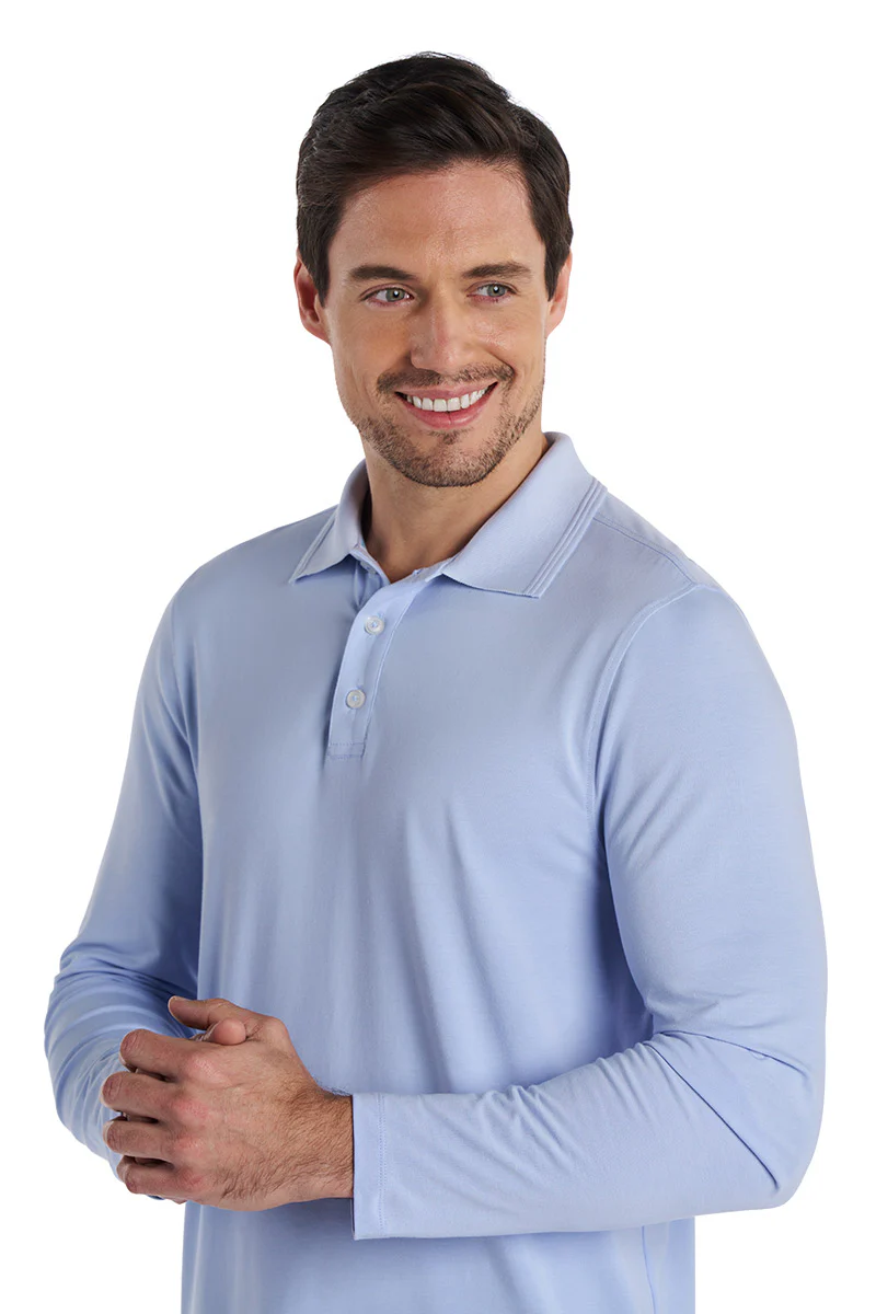 Men's Coppitt Long Sleeve Weekend Polo | Periwinkle - Image 5