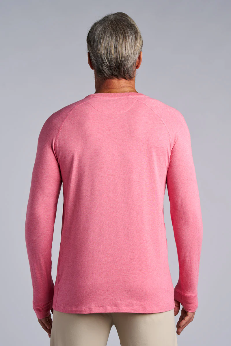Men's LumaLeo Long Sleeve T-Shirt with Thumbholes | Flamingo Pink Heather - Image 2