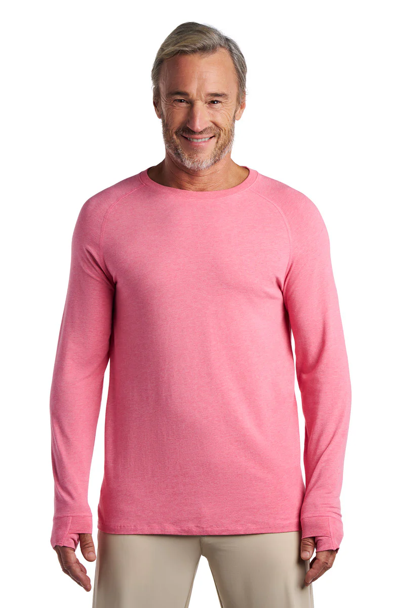 Men's LumaLeo Long Sleeve T-Shirt with Thumbholes | Flamingo Pink Heather - Image 3