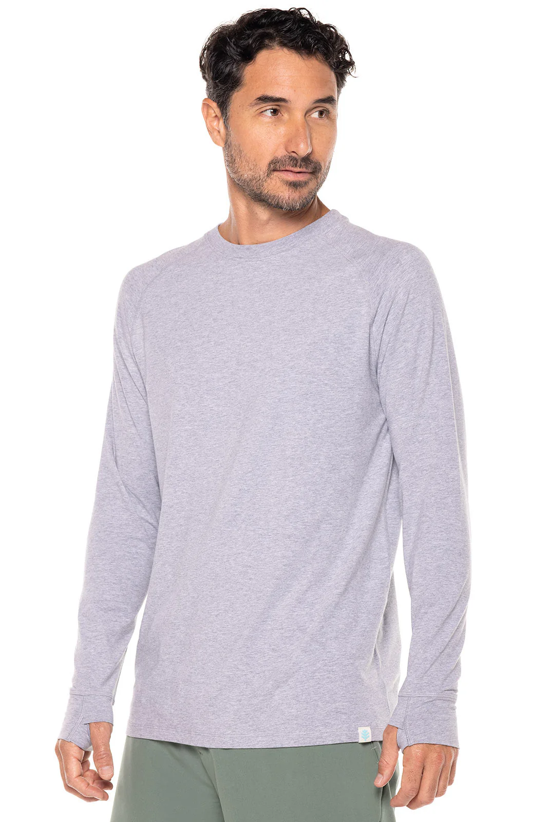 Men's LumaLeo Long Sleeve T-Shirt with Thumbholes | Grey Heather - Image 3