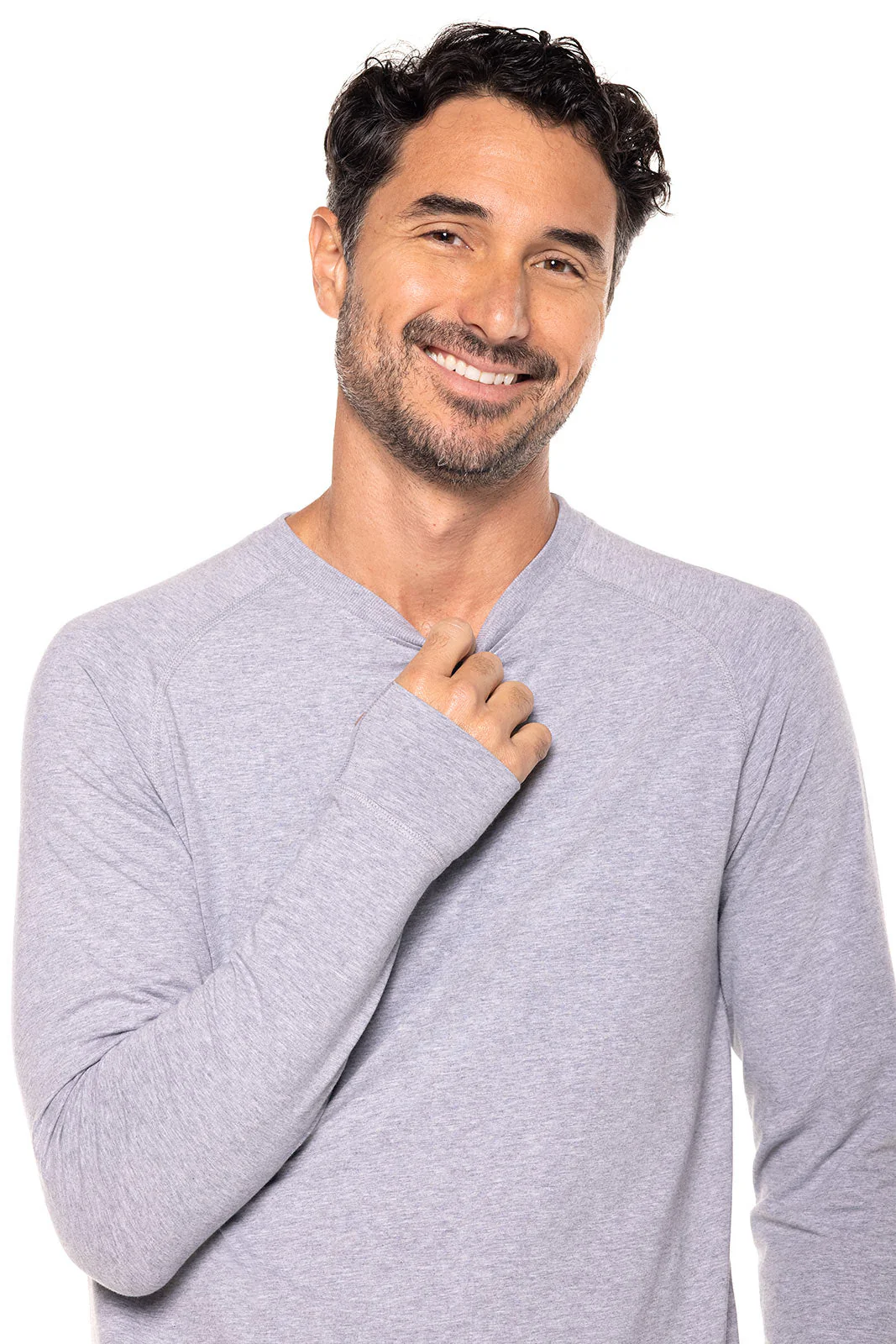 Men's LumaLeo Long Sleeve T-Shirt with Thumbholes | Grey Heather - Image 4
