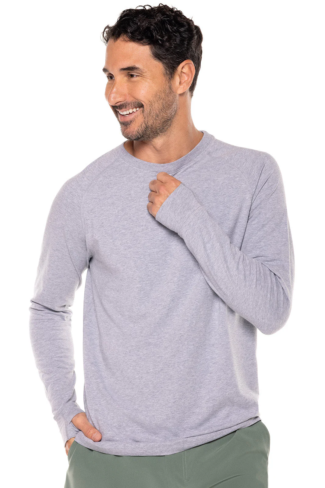Men's LumaLeo Long Sleeve T-Shirt with Thumbholes | Grey Heather - Image 6