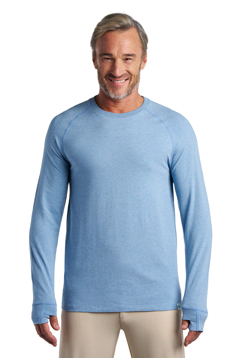 Men's LumaLeo Long Sleeve T-Shirt with Thumbholes | Light Blue Heather - Image 3