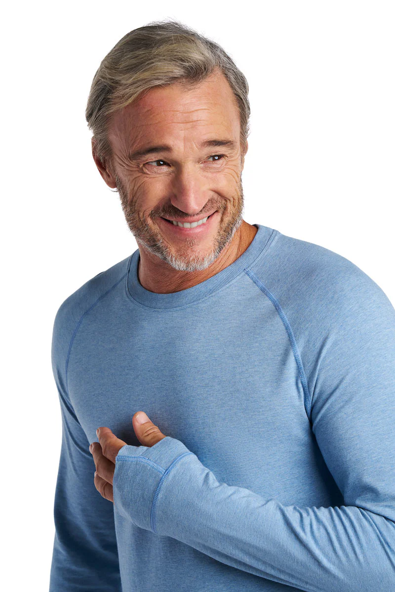 Men's LumaLeo Long Sleeve T-Shirt with Thumbholes | Light Blue Heather - Image 7