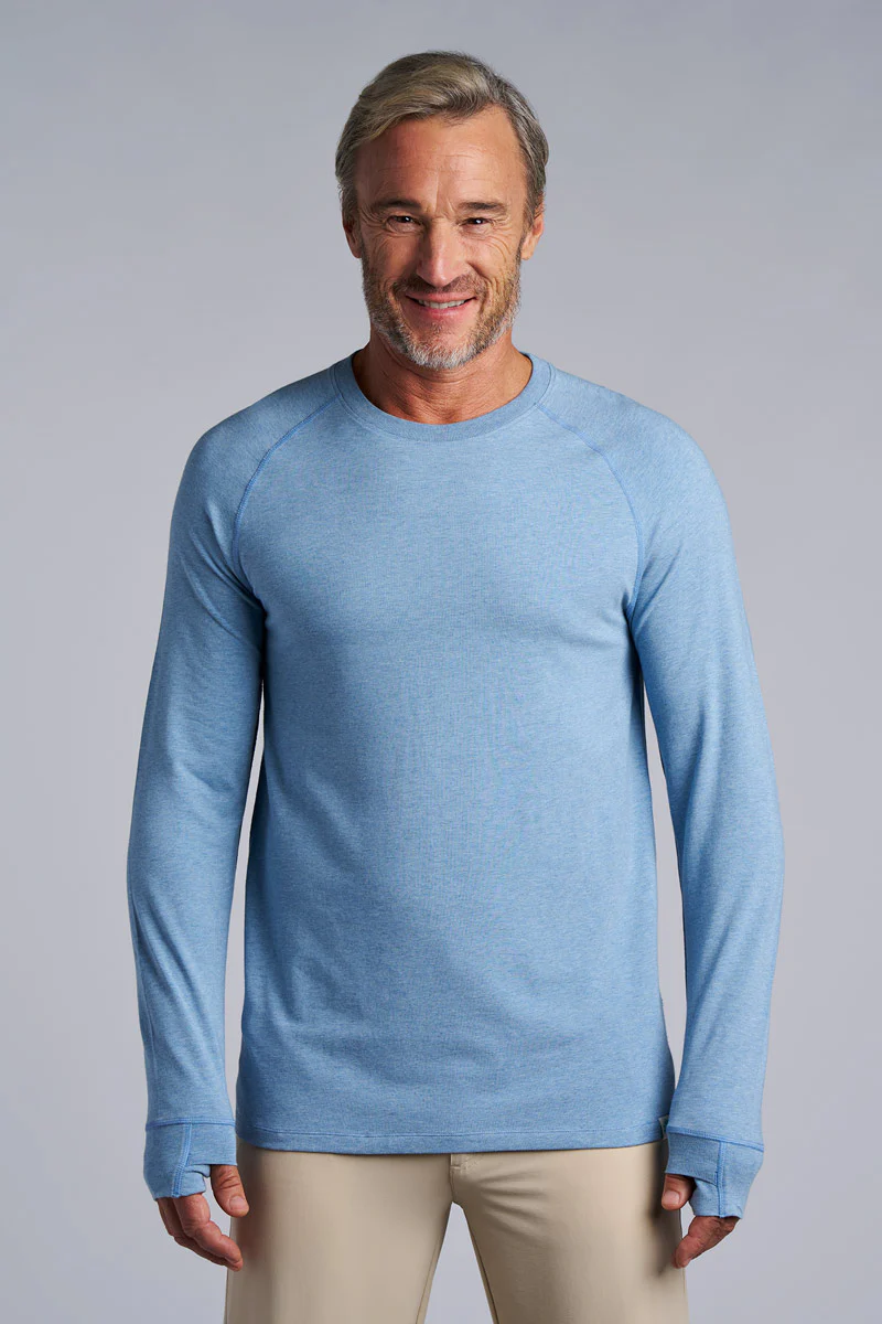 Men's LumaLeo Long Sleeve T-Shirt with Thumbholes | Light Blue Heather