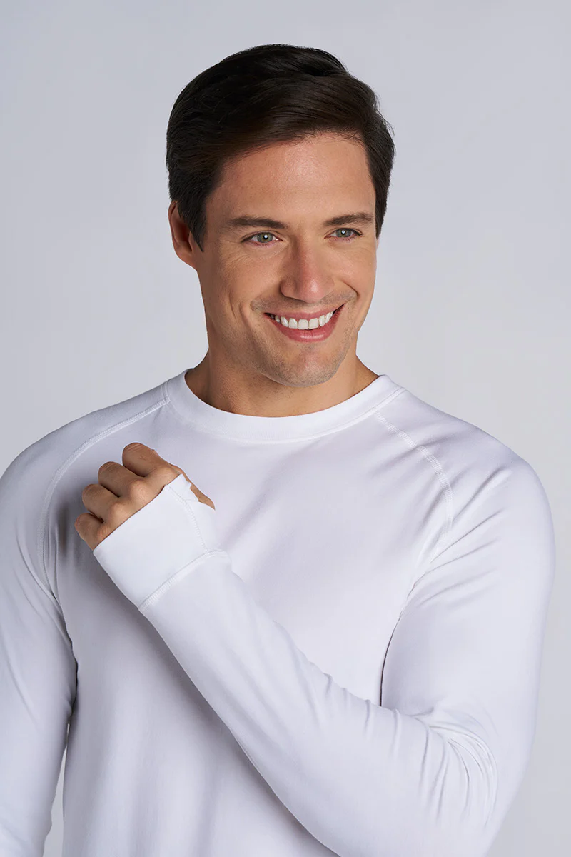 Men's LumaLeo Long Sleeve T-Shirt with Thumbholes | White - Image 3