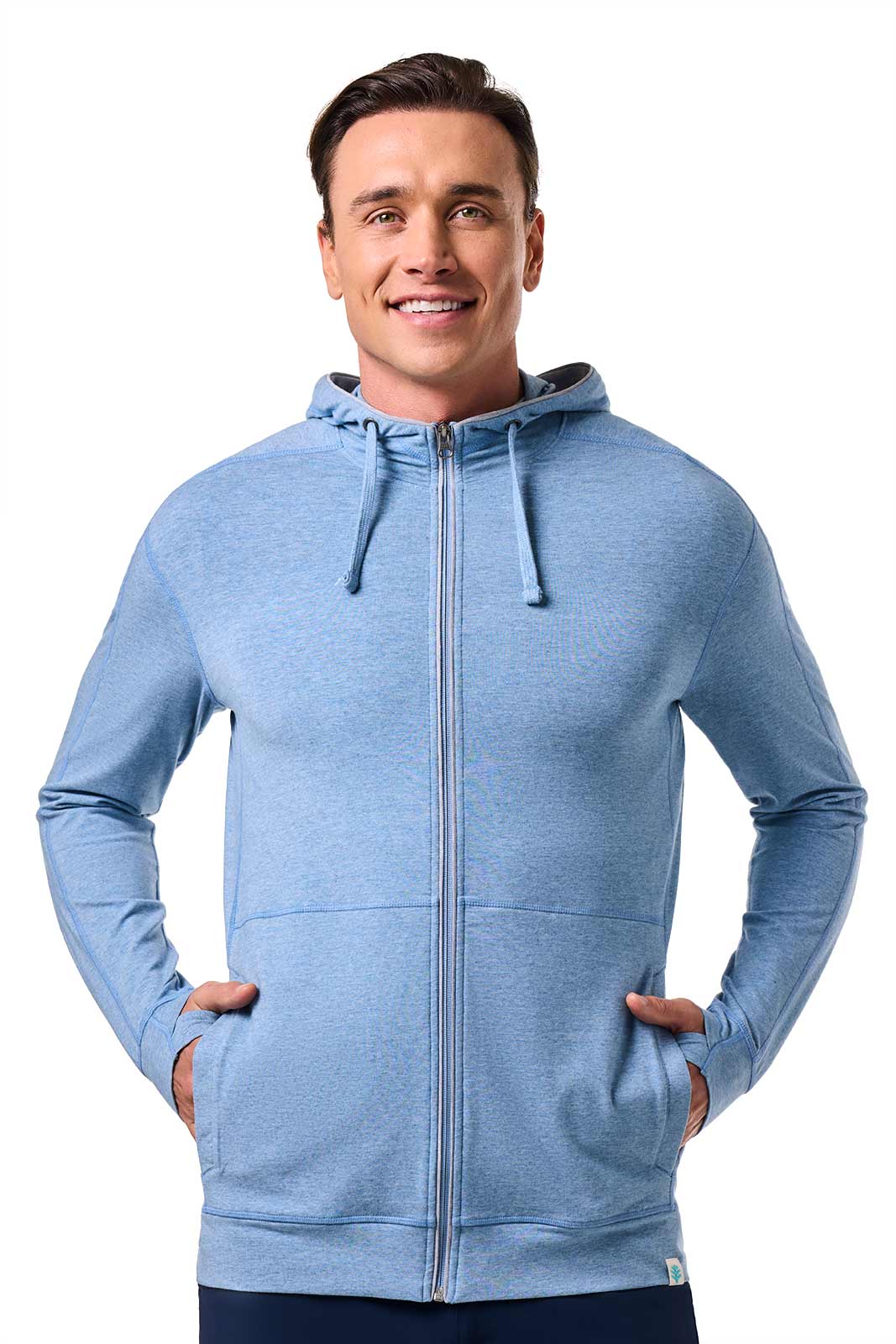 Men's LumaLeo Zip-Up Hoodie | Light Blue Heather - Image 2