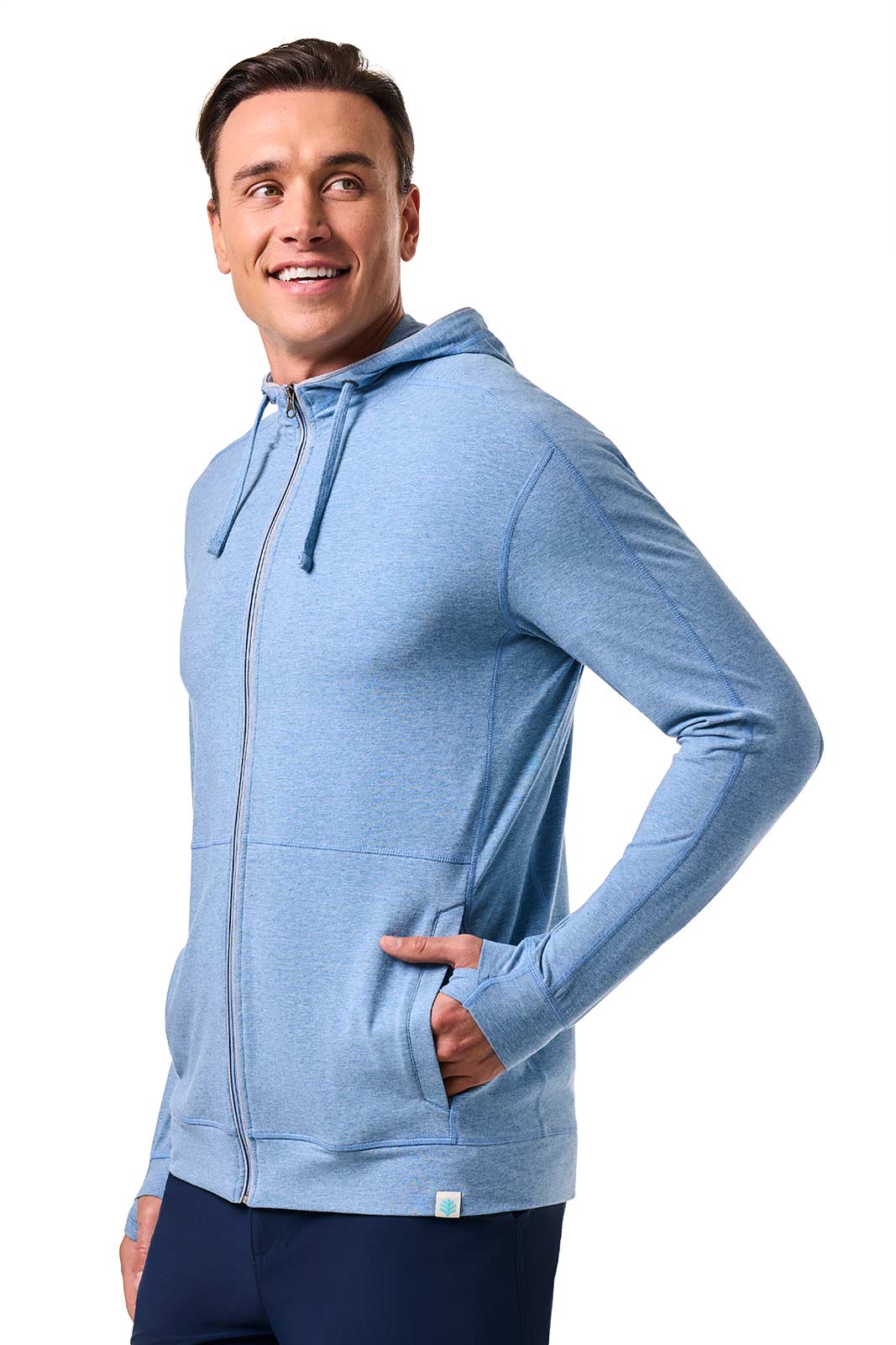 Men's LumaLeo Zip-Up Hoodie | Light Blue Heather - Image 3