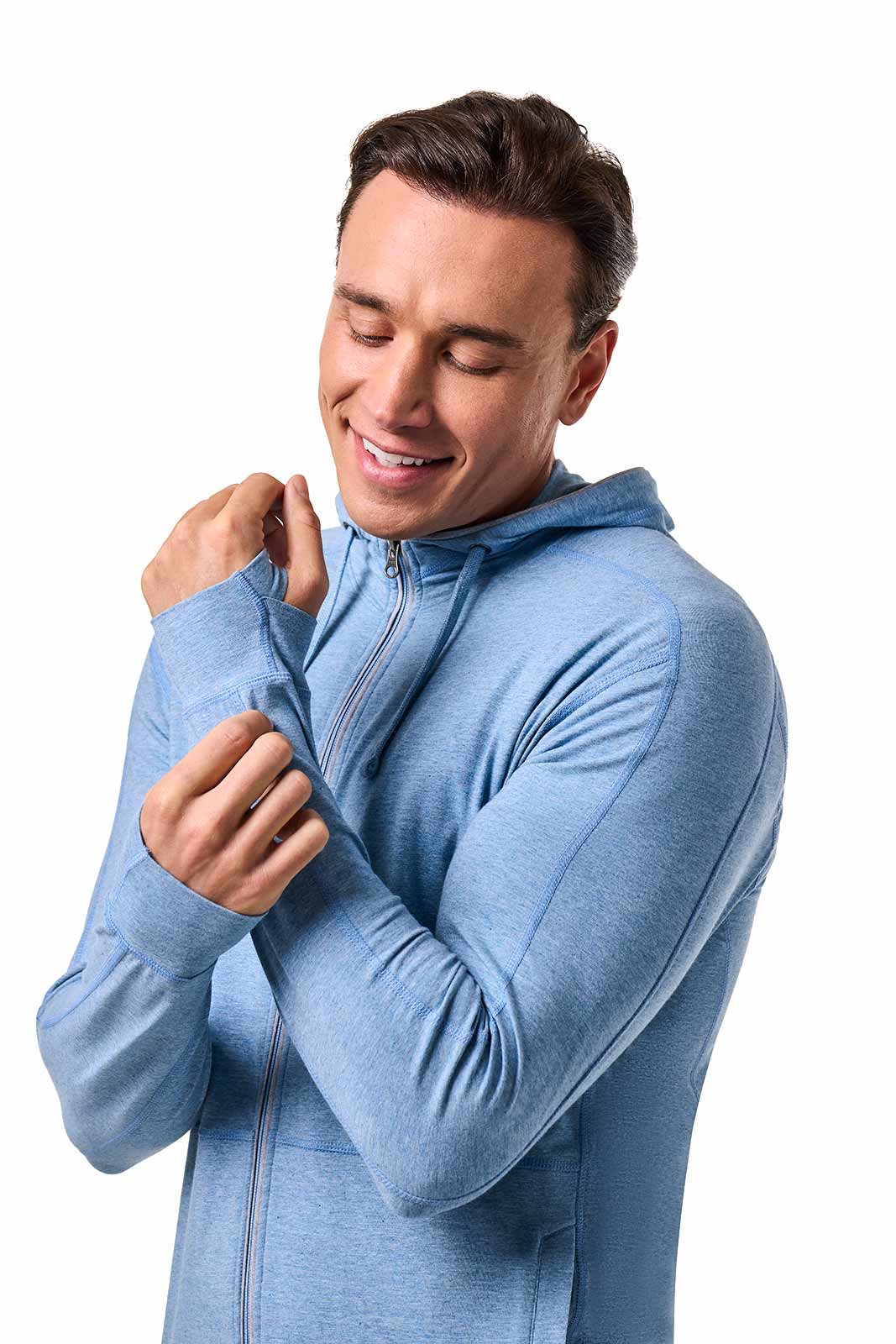 Men's LumaLeo Zip-Up Hoodie | Light Blue Heather - Image 5