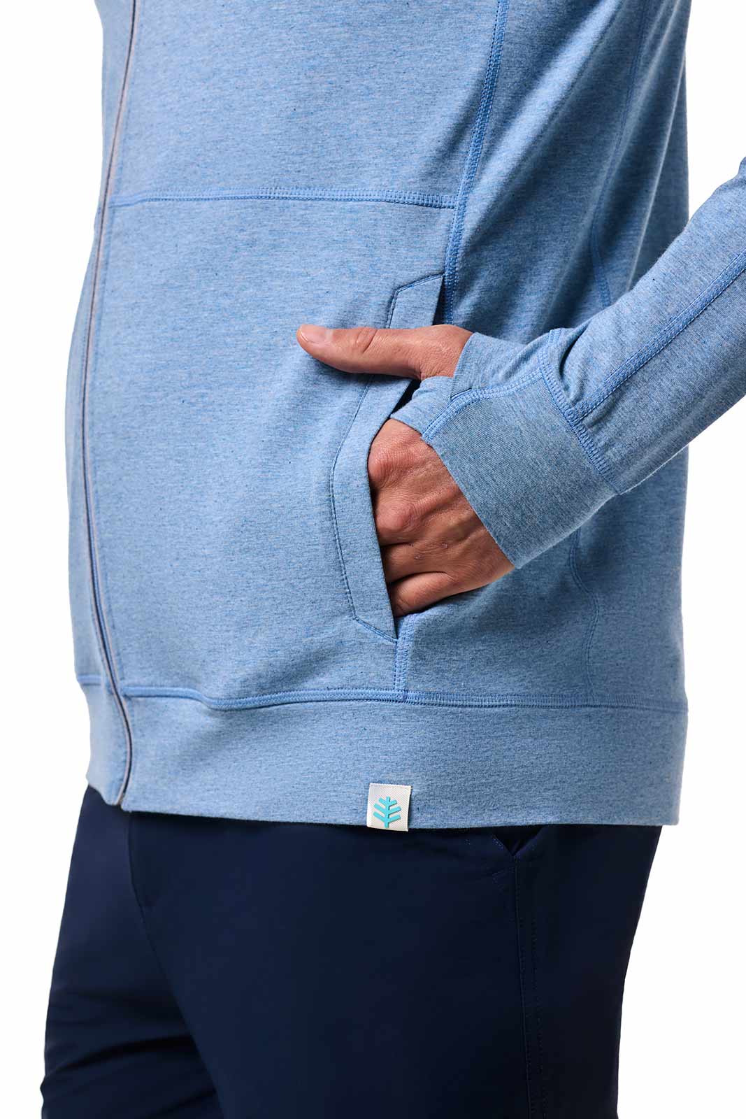 Men's LumaLeo Zip-Up Hoodie | Light Blue Heather - Image 6