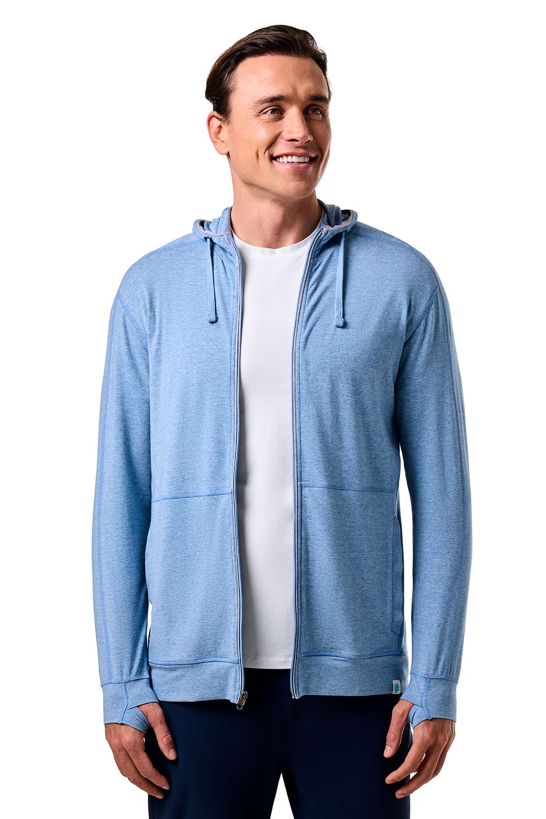 Men's LumaLeo Zip-Up Hoodie | Light Blue Heather - Image 7