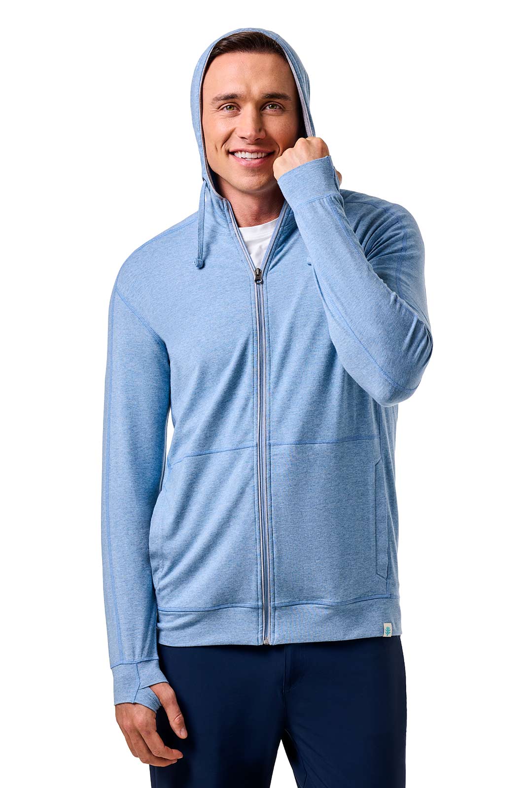 Men's LumaLeo Zip-Up Hoodie | Light Blue Heather - Image 8