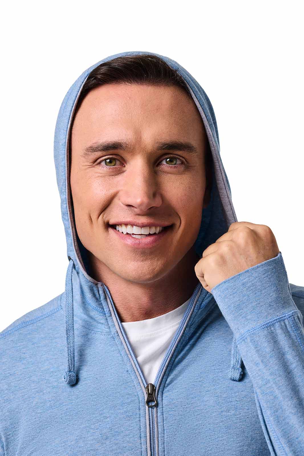 Men's LumaLeo Zip-Up Hoodie | Light Blue Heather - Image 9