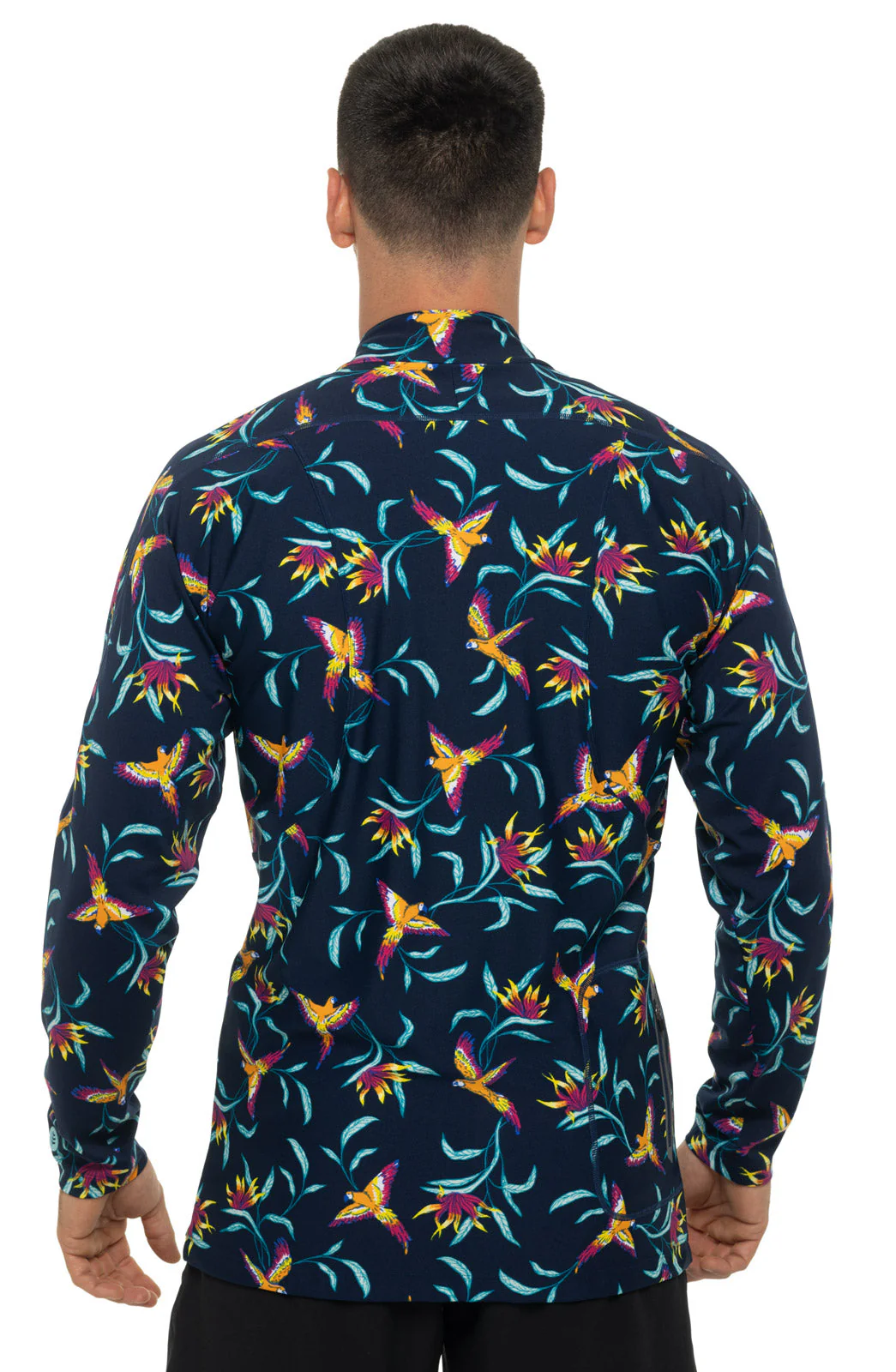 Men's Menorca Long Sleeve Swim Jacket | Navy Birds of Paradise - Image 2