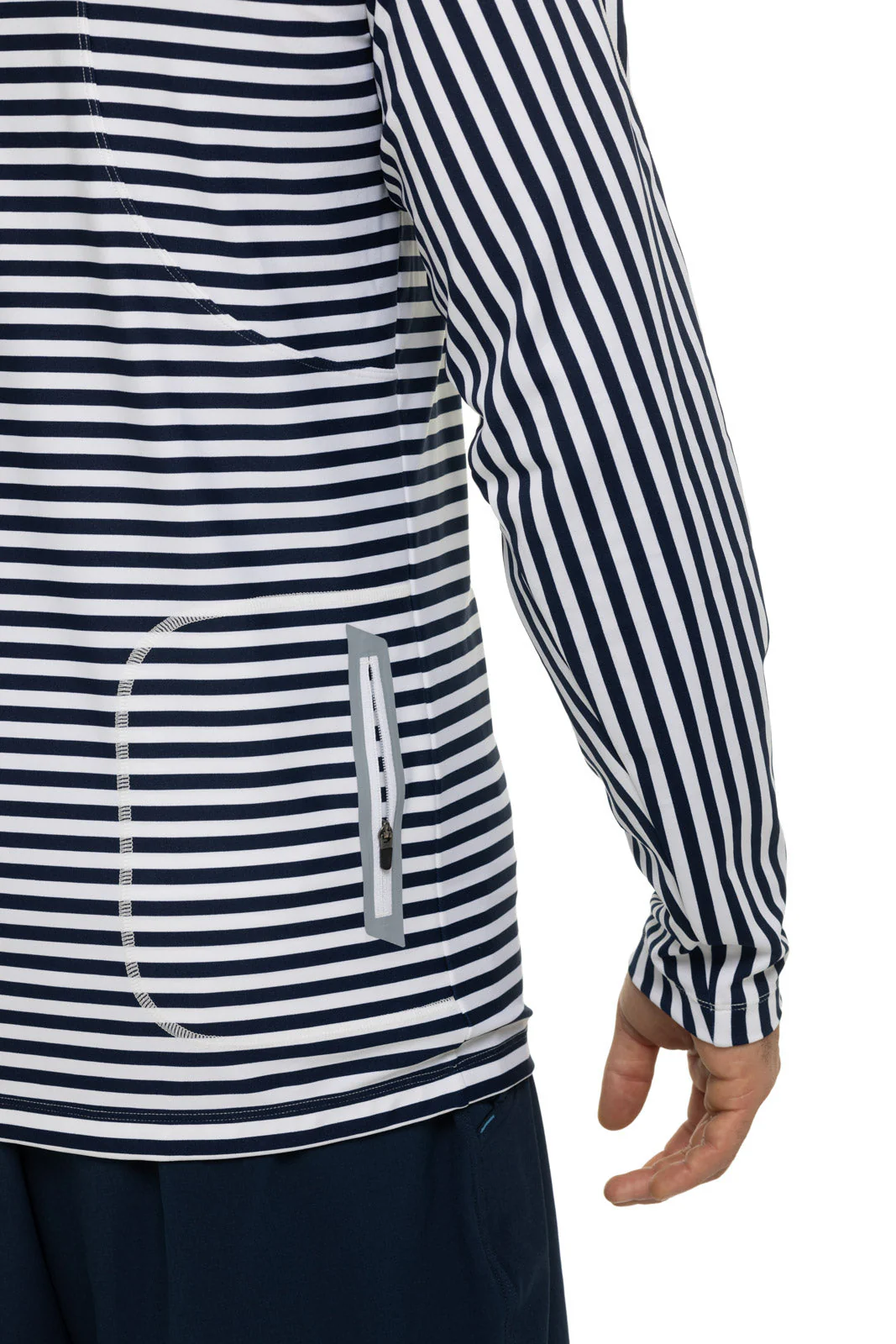 Men's Menorca Long Sleeve Swim Jacket | White/Navy Stripe - Image 6