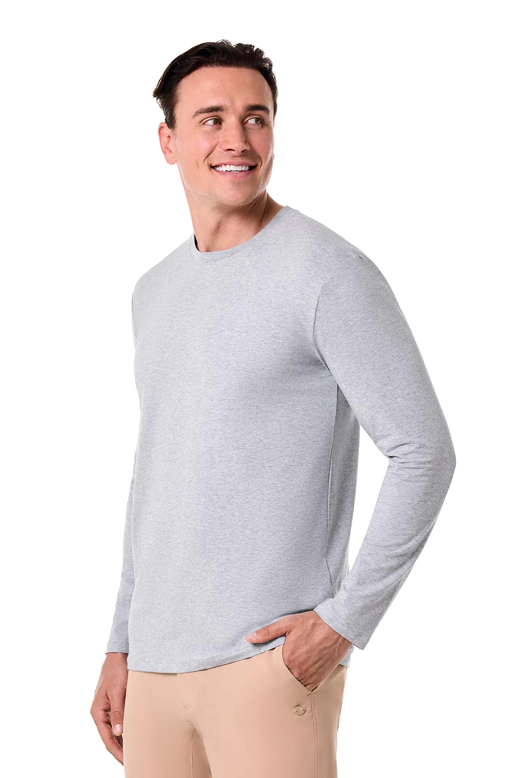 Men's Morada Everyday Long Sleeve T-Shirt | Grey Heather - Image 3